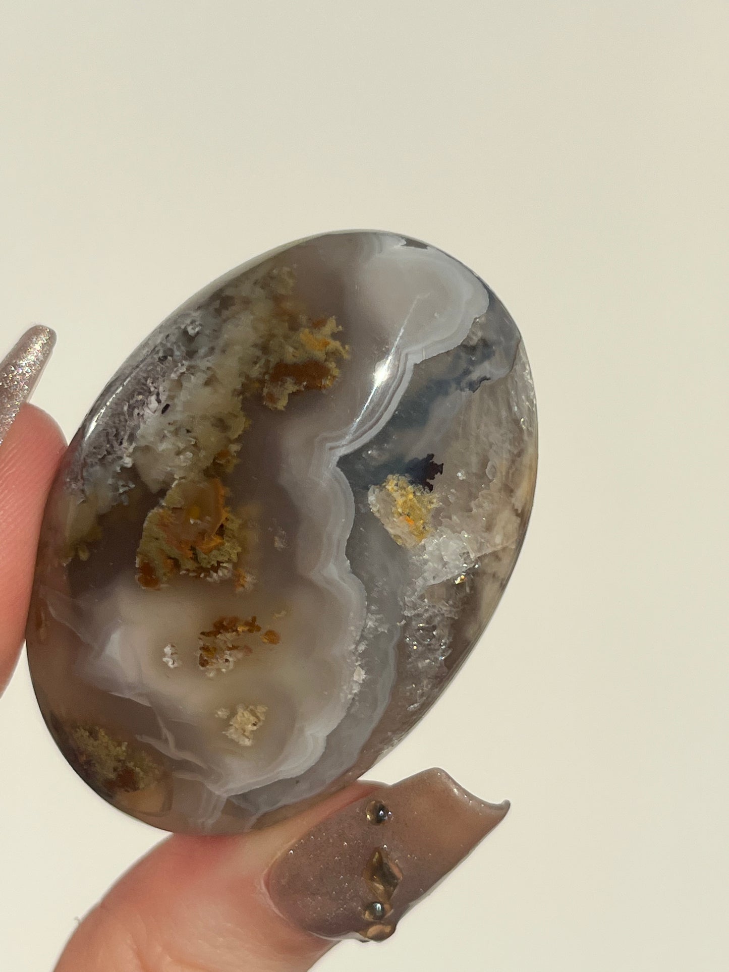 Nebula Agate with Scenic Moss and Dendritic Inclusions Palmstone