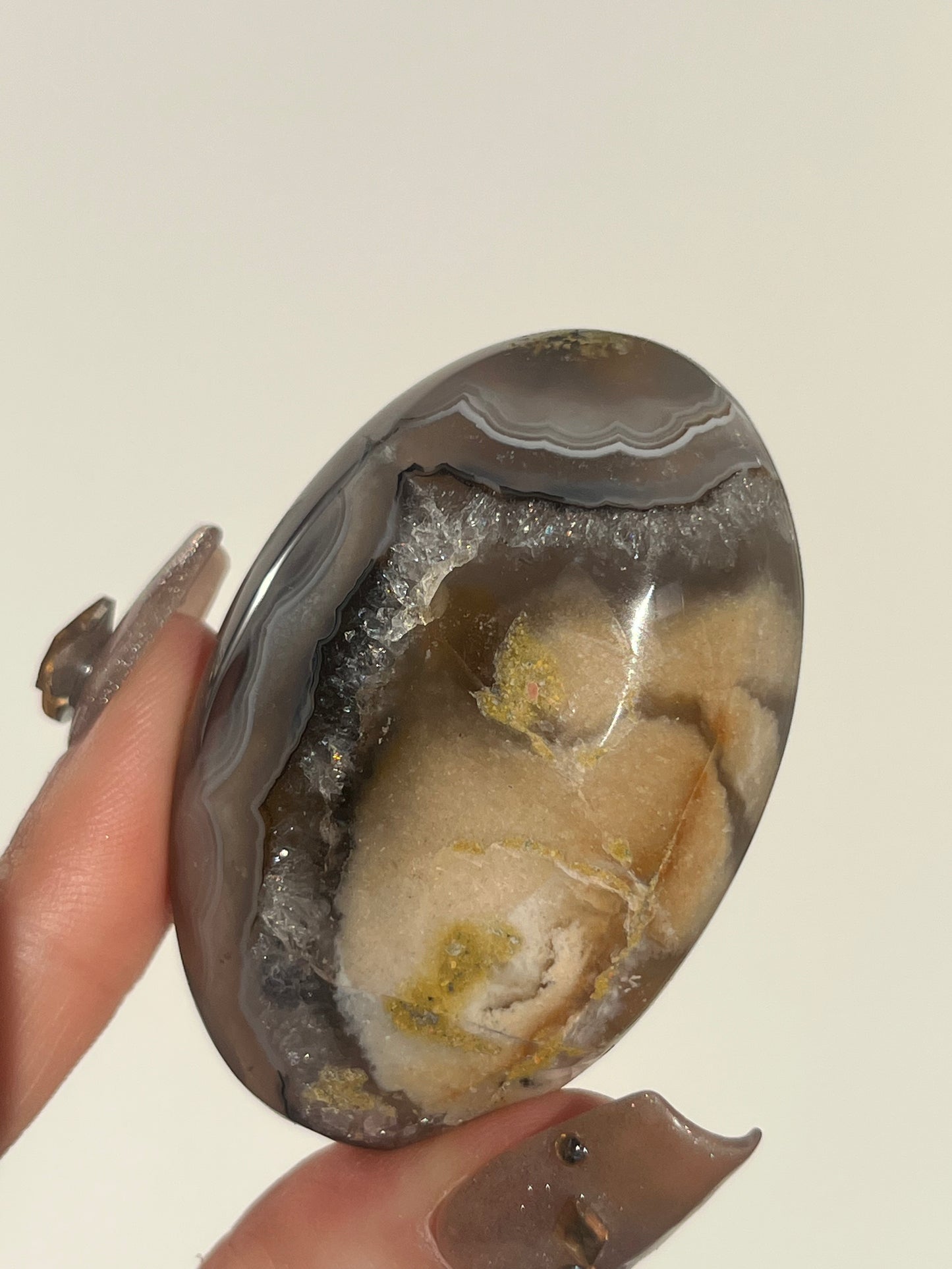 Nebula Agate with Scenic Moss and Dendritic Inclusions Palmstone