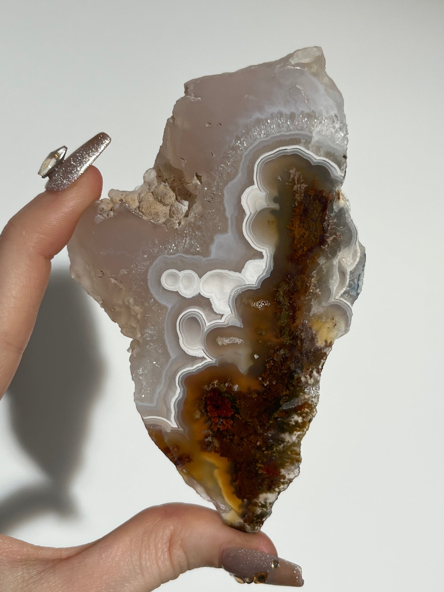 Orbicular Nebula Agate with Scenic Moss Slab B