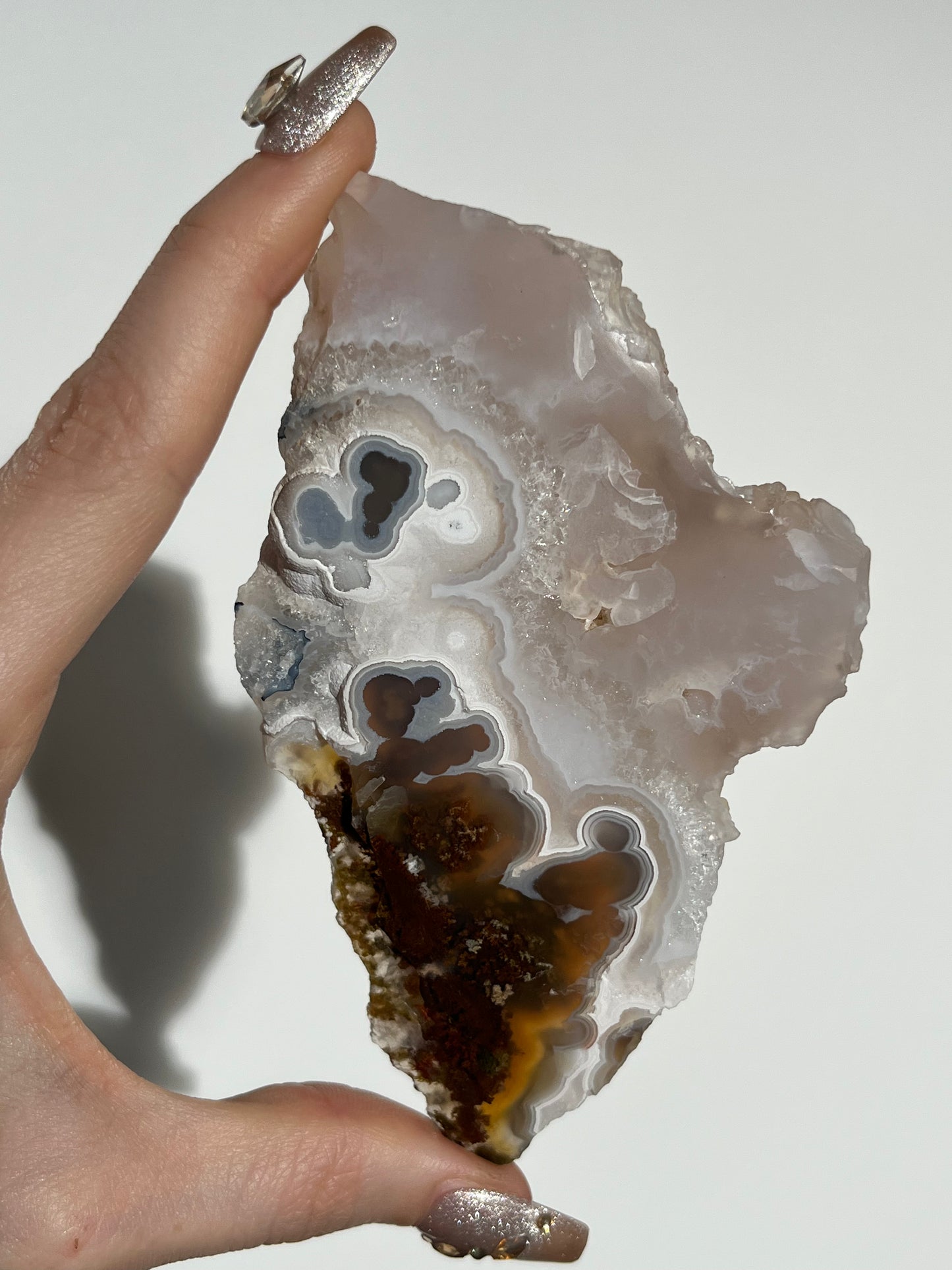 Orbicular Nebula Agate with Scenic Moss Slab B