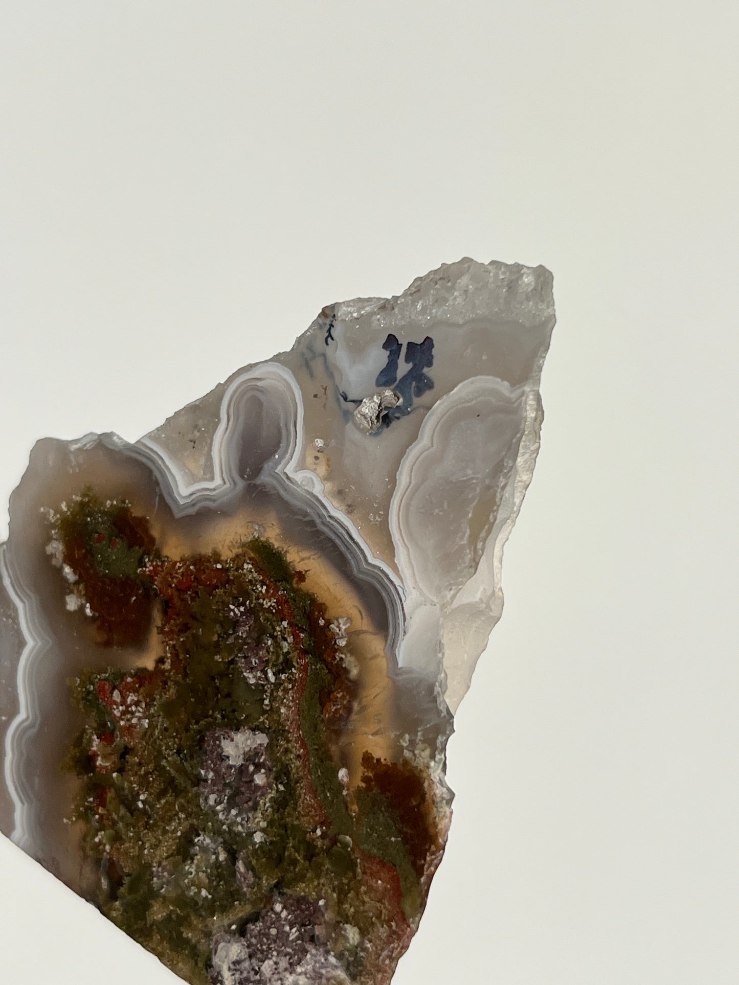 Nebula Agate with Scenic Moss and Dendritic Inclusions Slab F