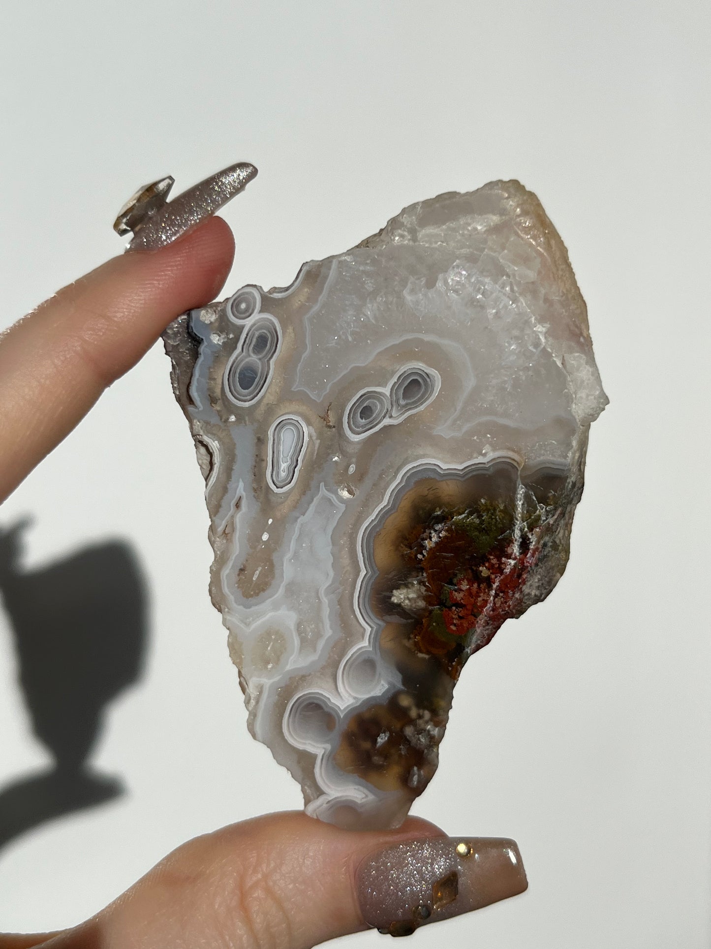 Orbicular Nebula Agate with Scenic Moss and Dendritic Inclusions Slab Q