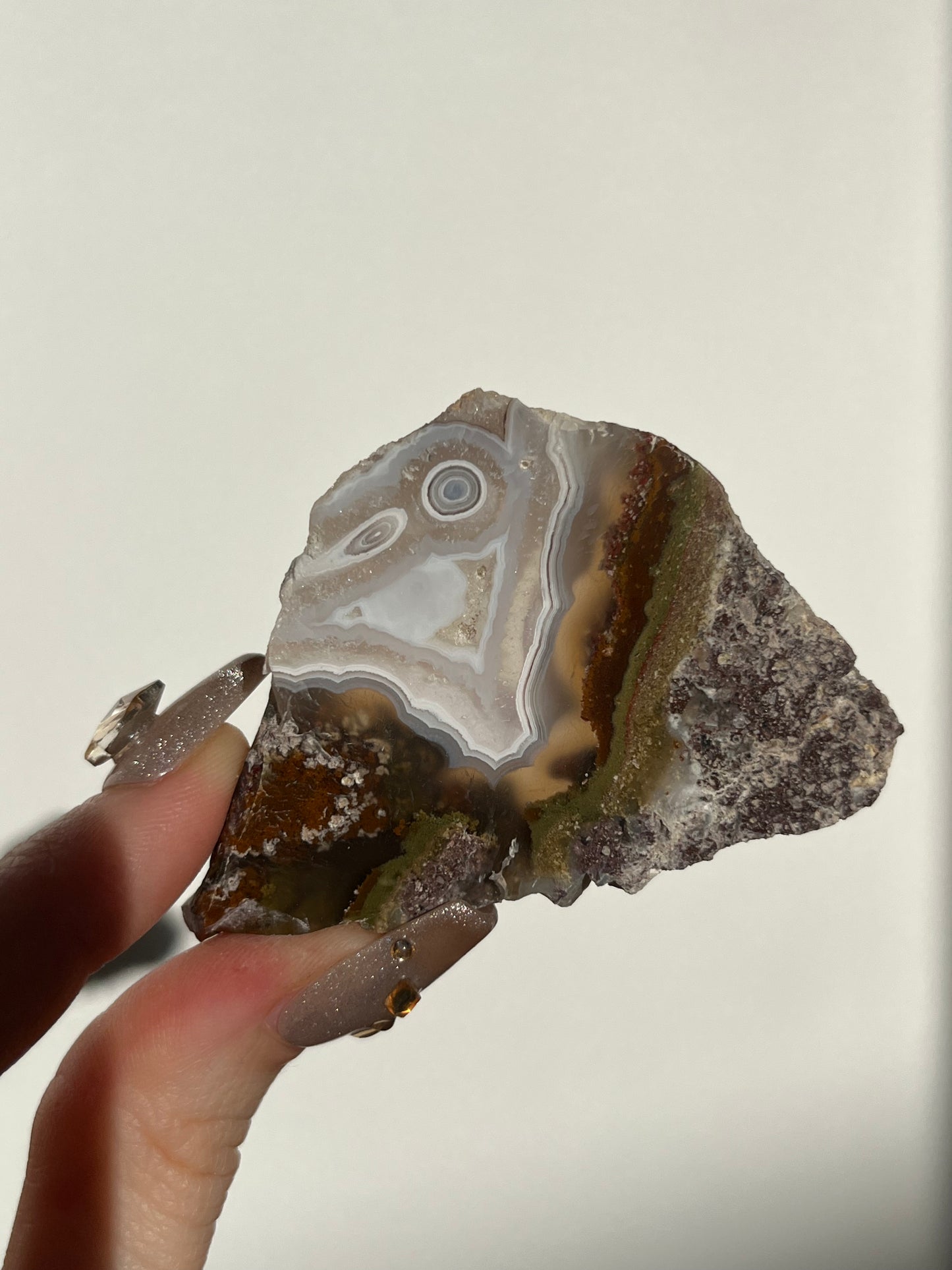 Orbicular Nebula Agate with Scenic Moss Slab T