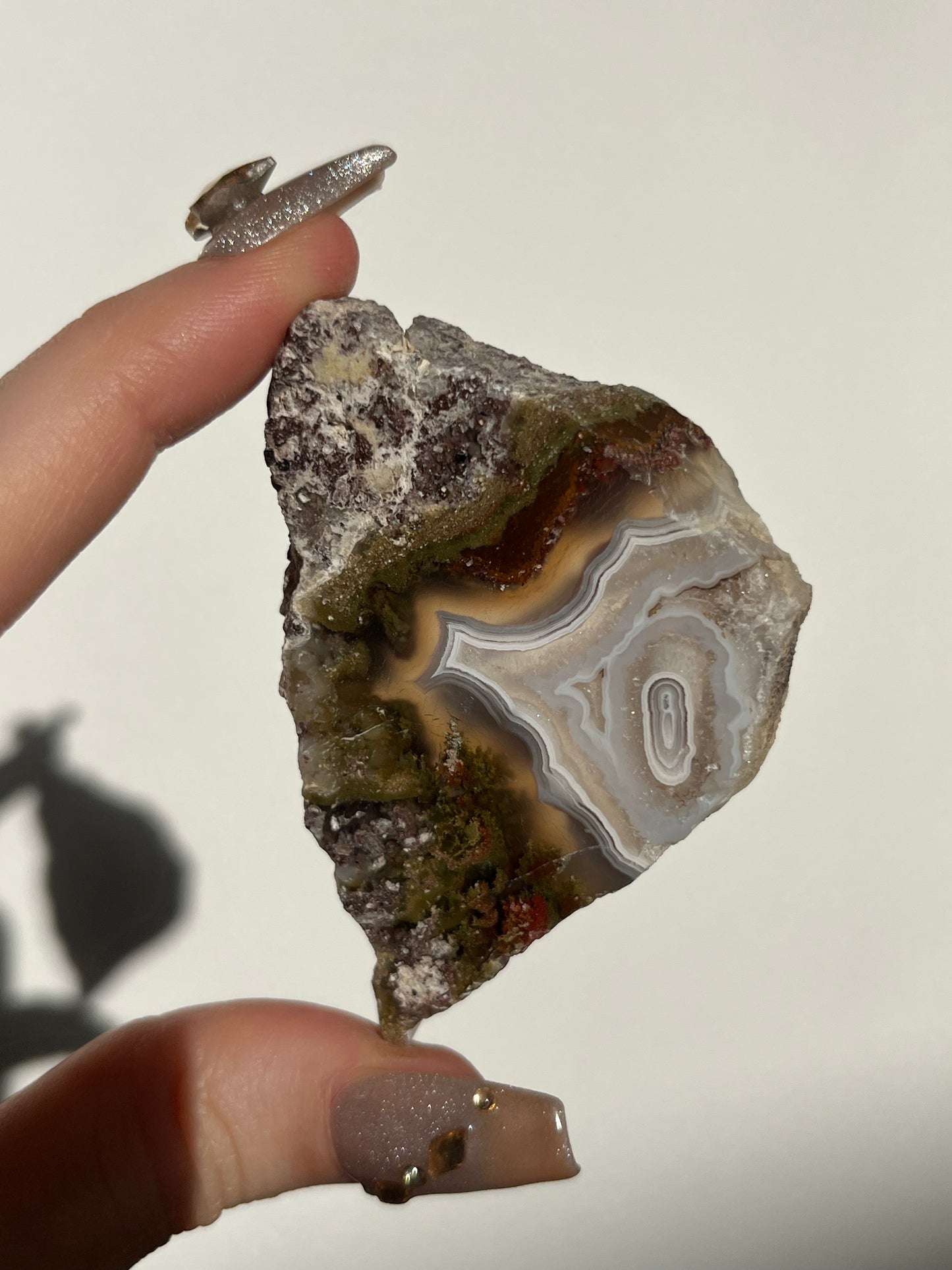Orbicular Nebula Agate with Scenic Moss Slab T