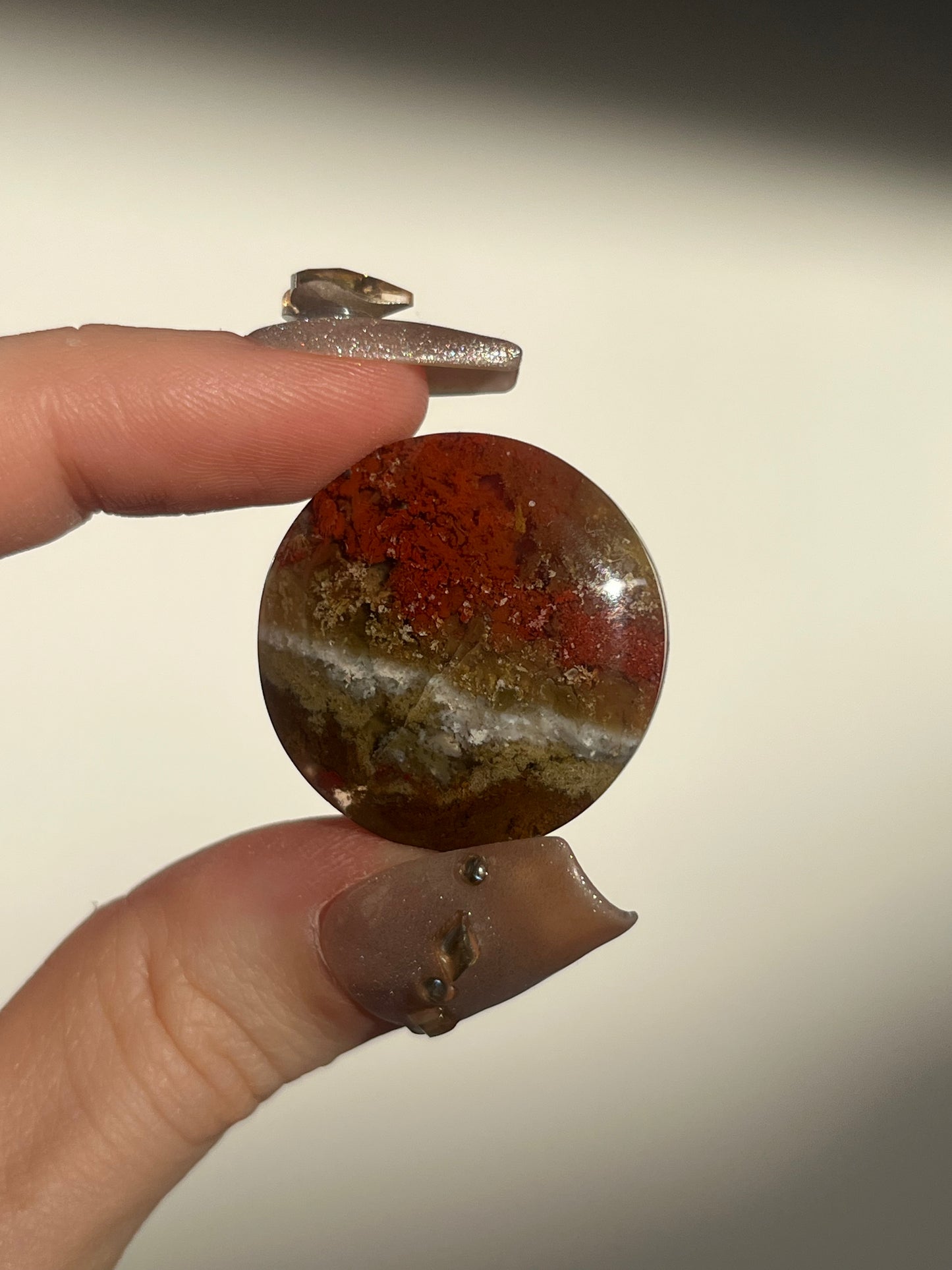 Nebula Agate with Scenic Moss Circle Cabochon (You Choose)