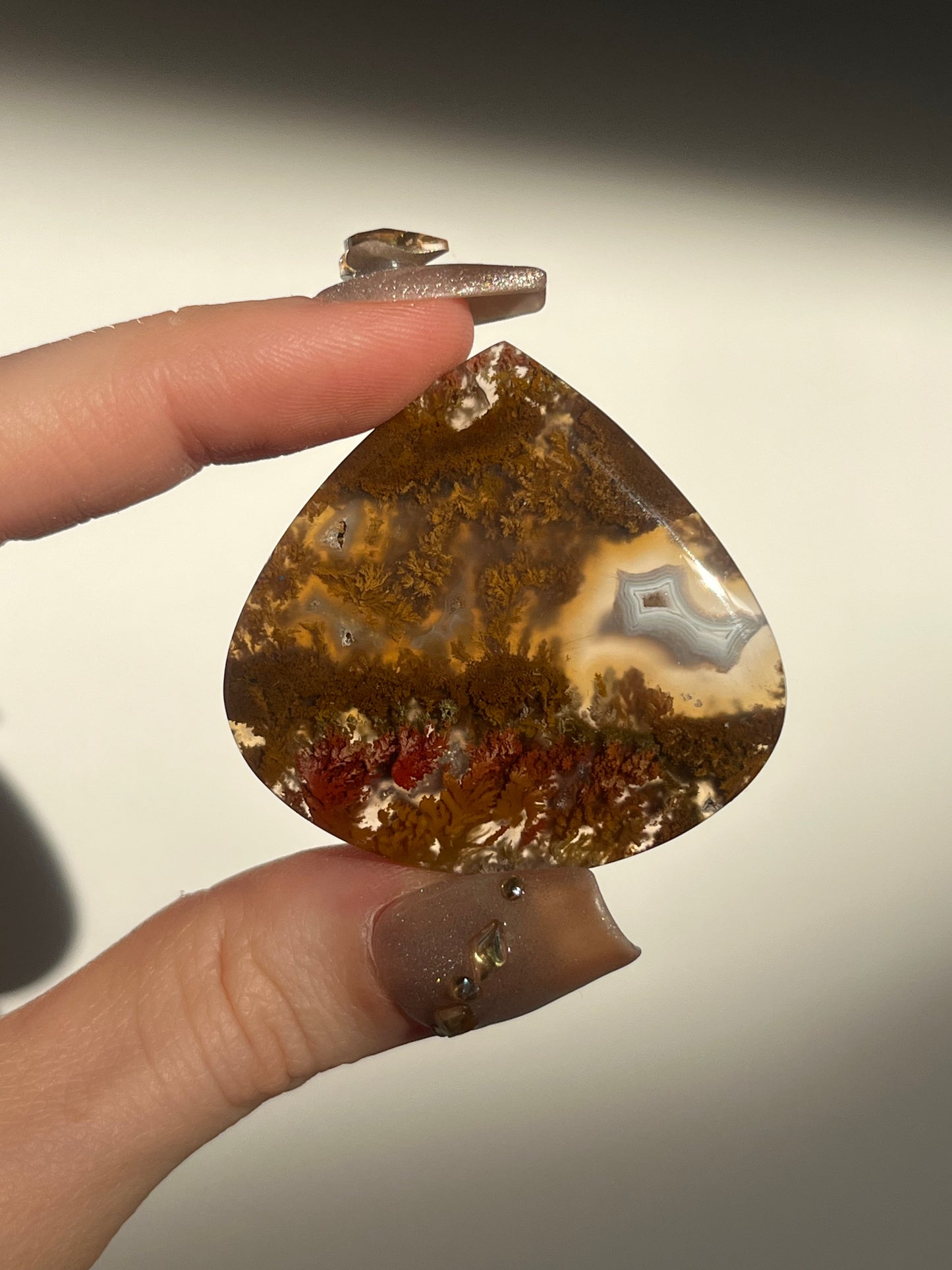 Nebula Agate with Scenic Moss Teardrop Cabochon (You Choose)