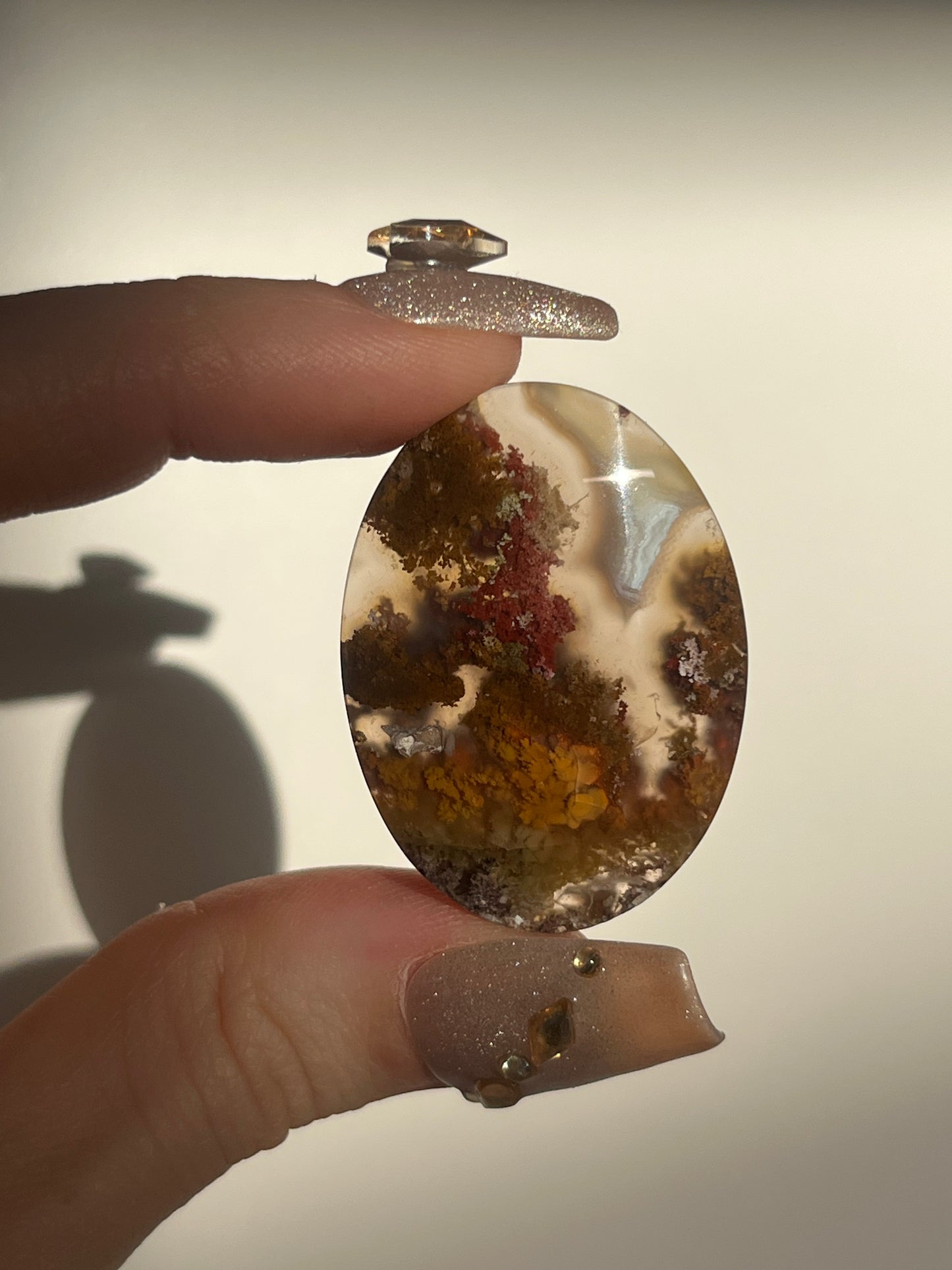 Nebula Agate with Scenic Moss Oval Cabochon (You Choose)