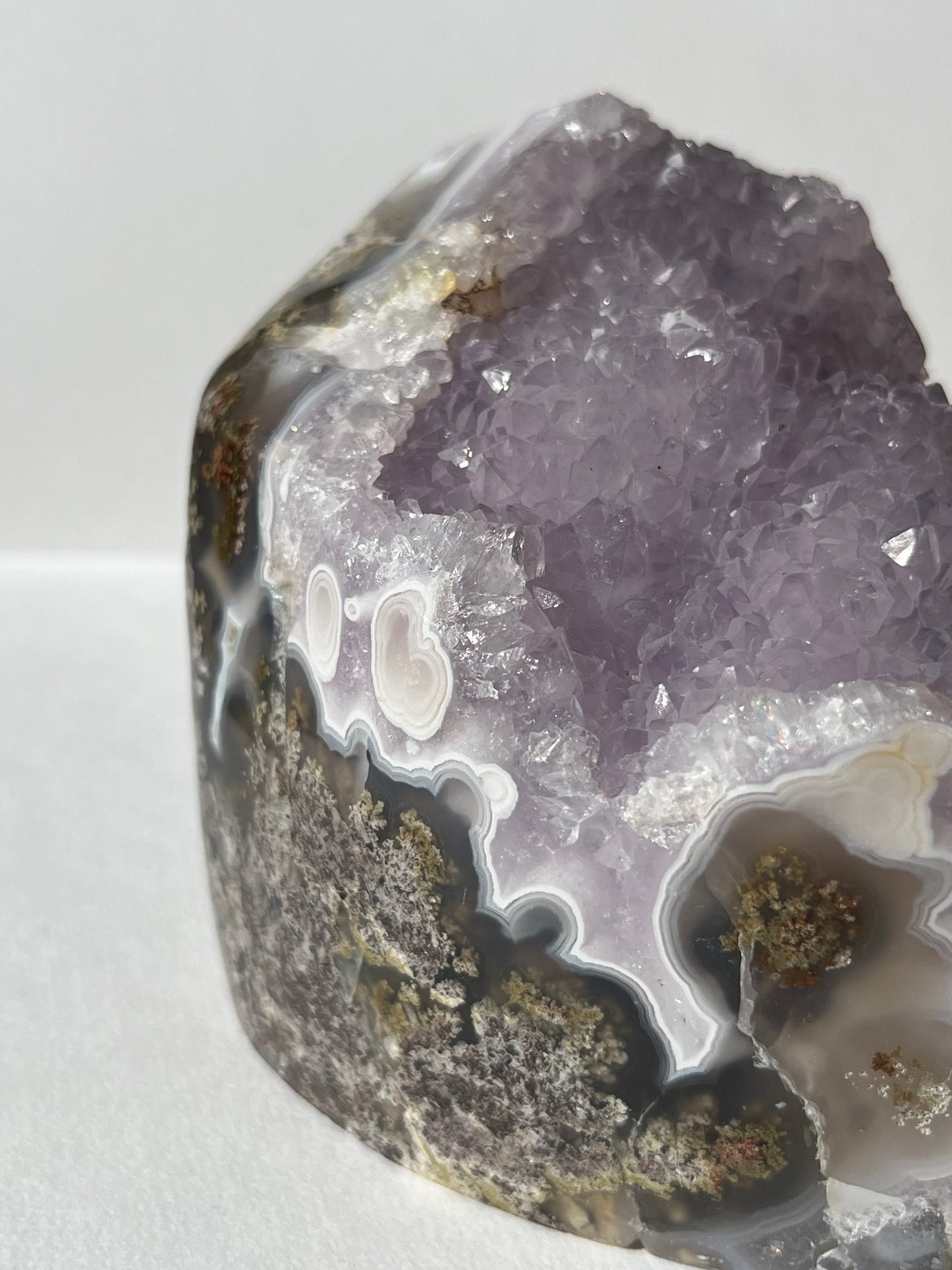 Nebula Agate with Amethyst and Scenic Moss Freeform A