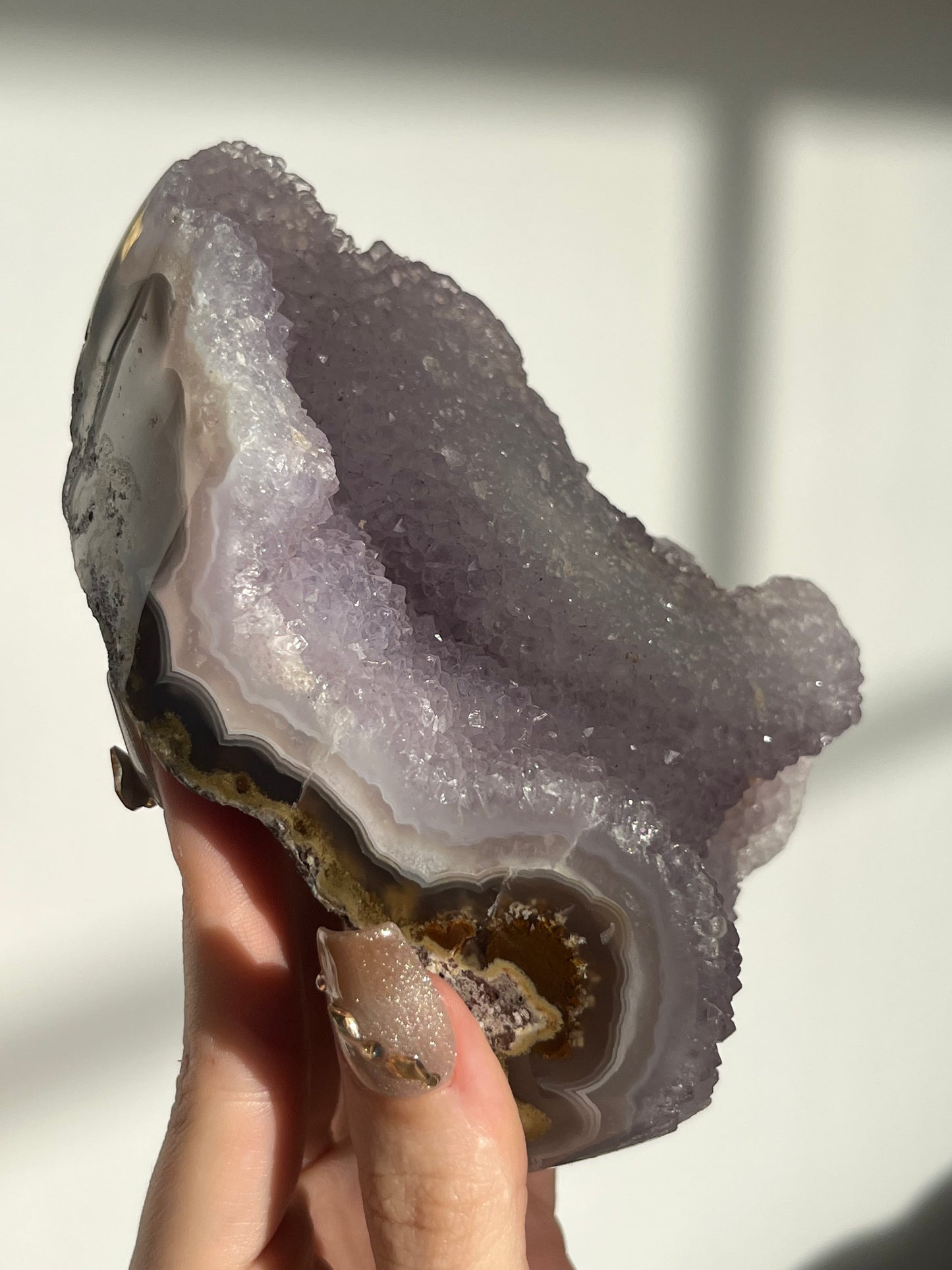 Nebula Agate, Amethyst & Scenic Moss Freeform P