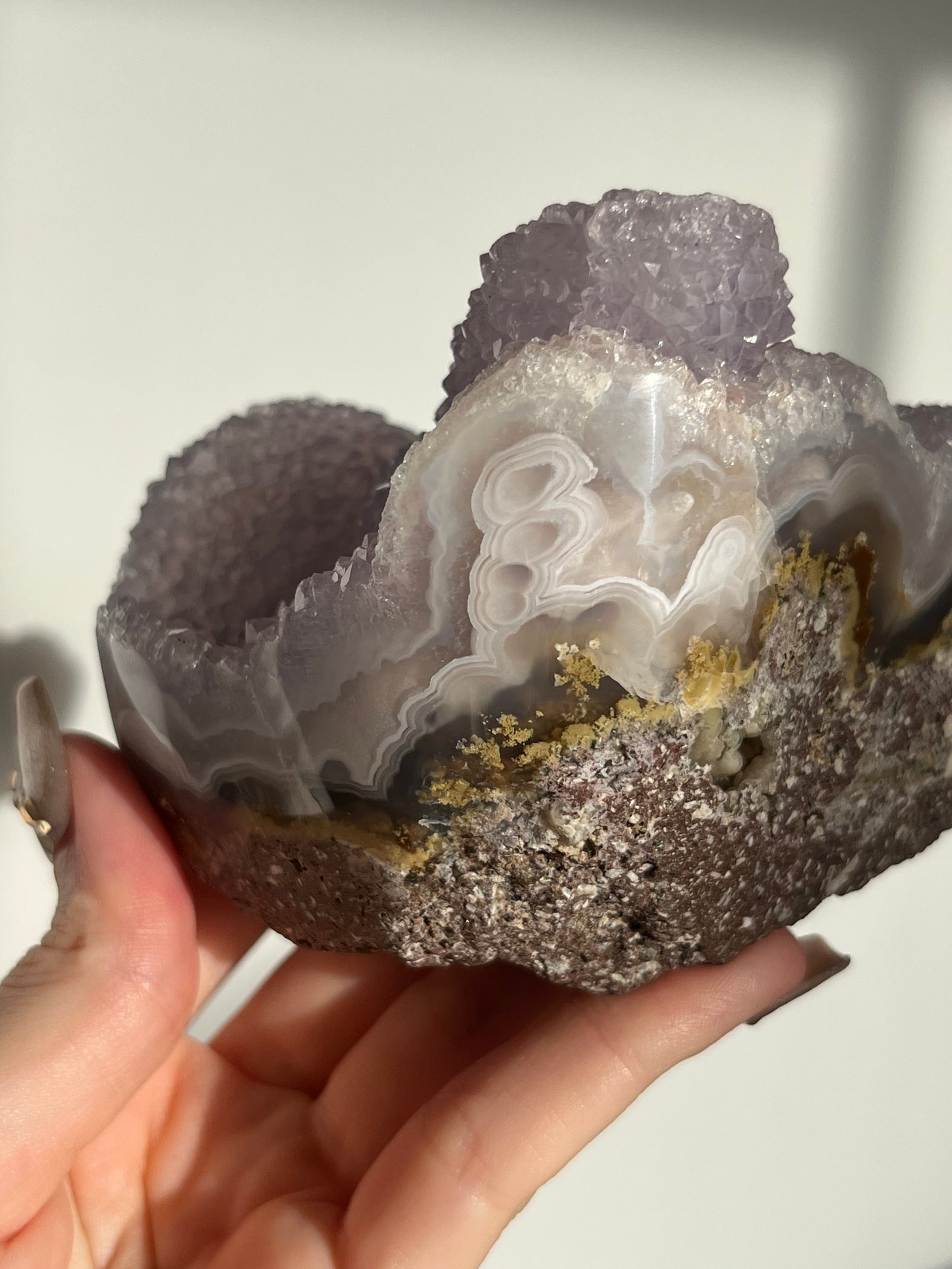 Nebula Agate, Amethyst & Scenic Moss Freeform P