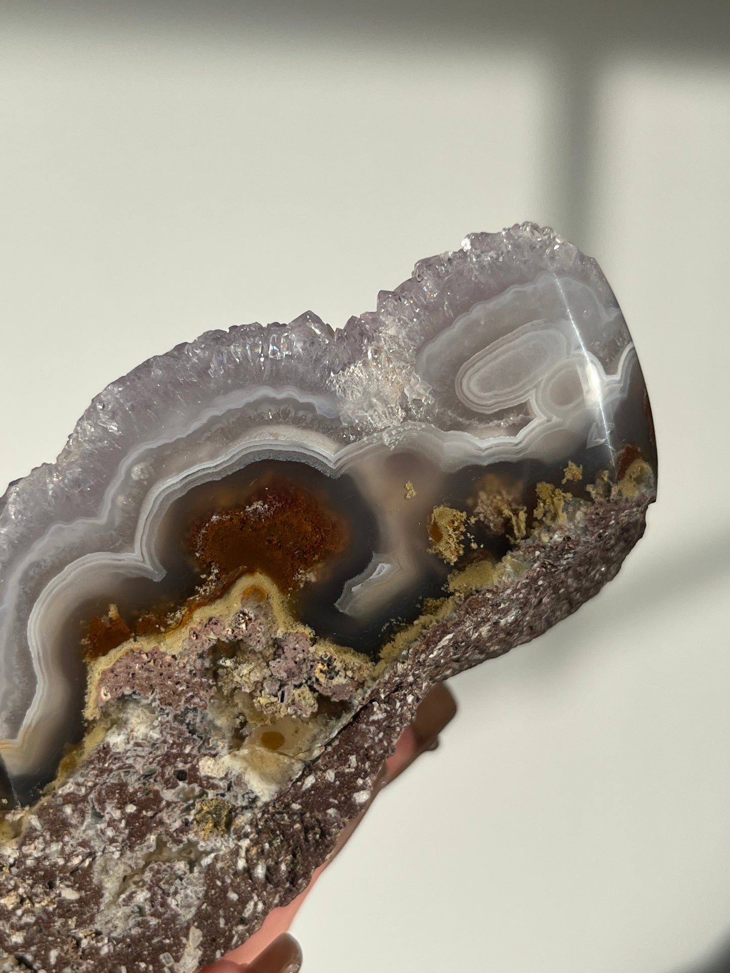 Nebula Agate, Amethyst & Scenic Moss Freeform P