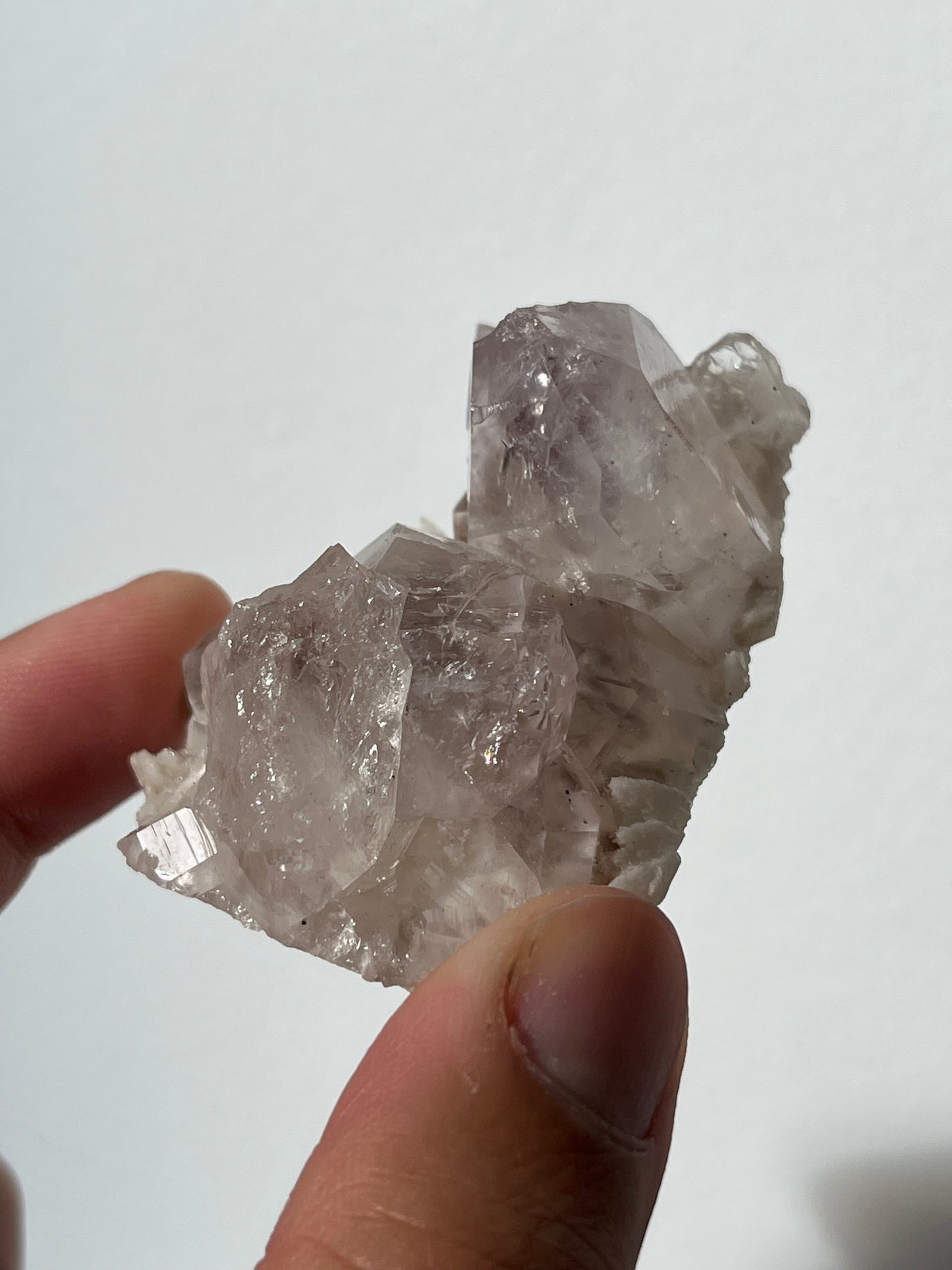 Old Stock Anhui Phantom Amethyst Specimen with Druzy Calcite F