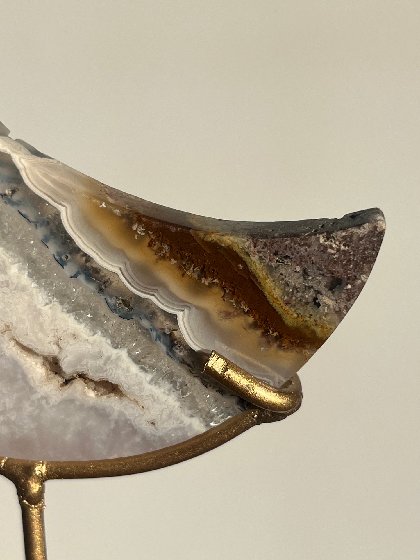 Nebula Agate and Scenic Moss Moon Carving on Stand (Perfectly Imperfect) B