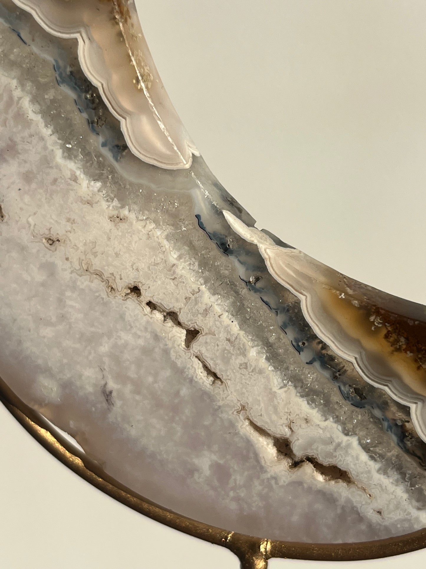 Nebula Agate and Scenic Moss Moon Carving on Stand (Perfectly Imperfect) B