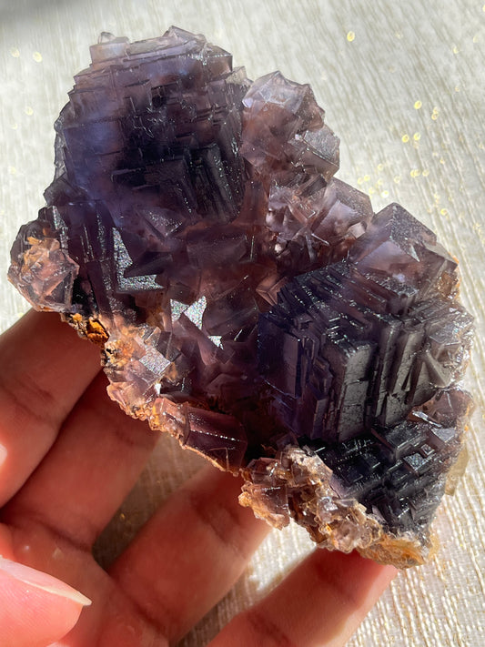 Purple Fluorite Specimen w/ calcite A (Self-standing)