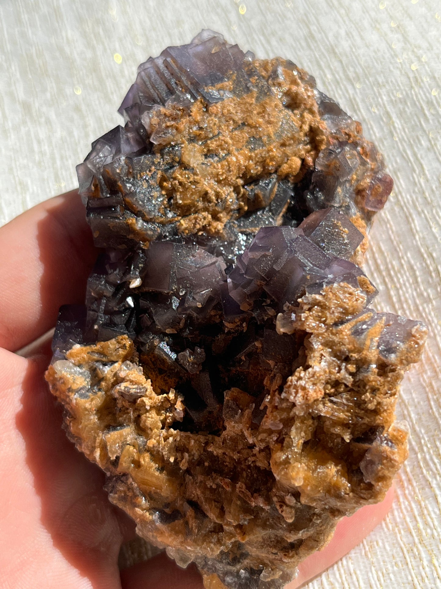 Purple Fluorite Specimen w/ calcite A (Self-standing)