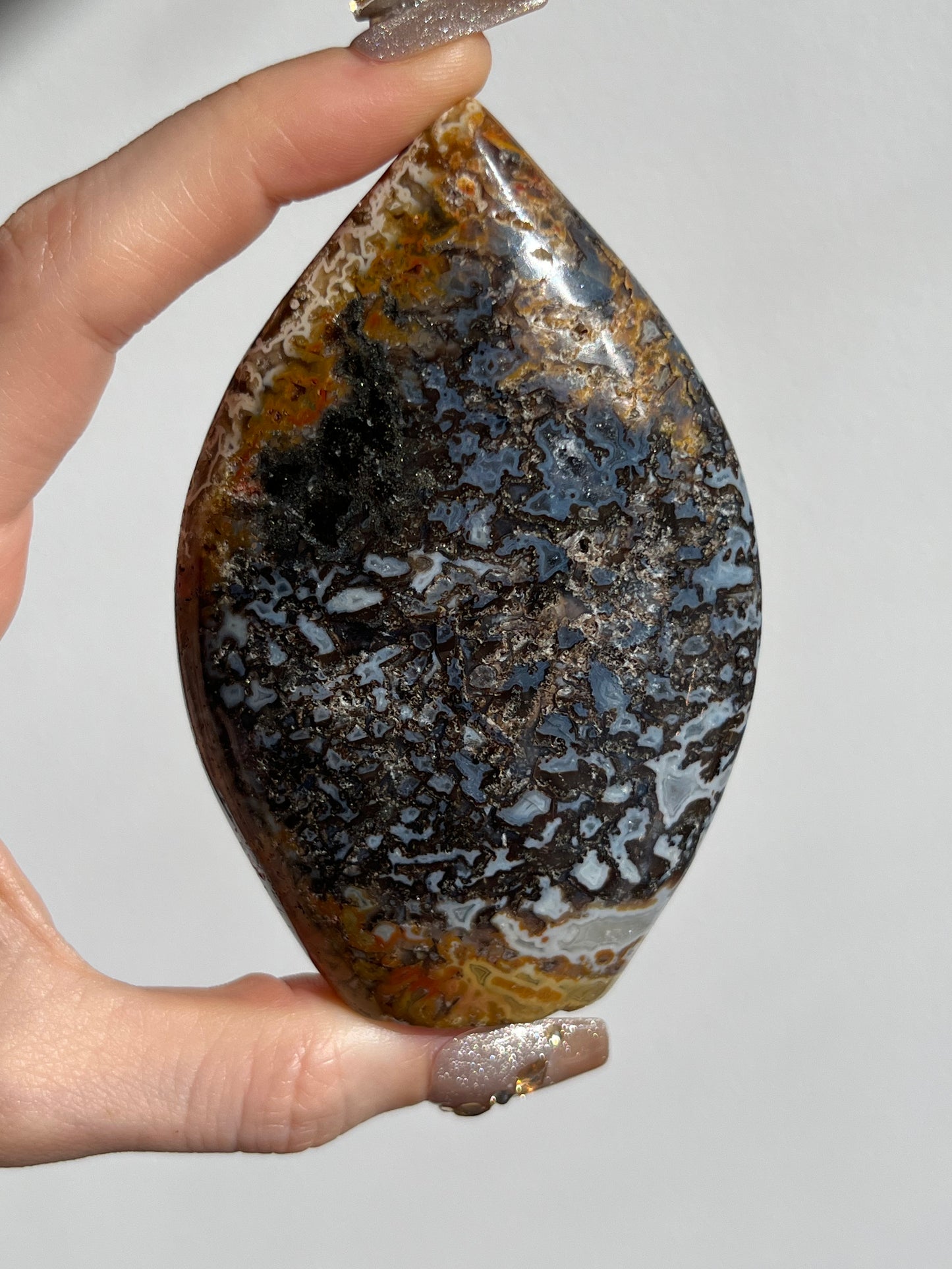 Agatised Petrified Wood Flame Carving A