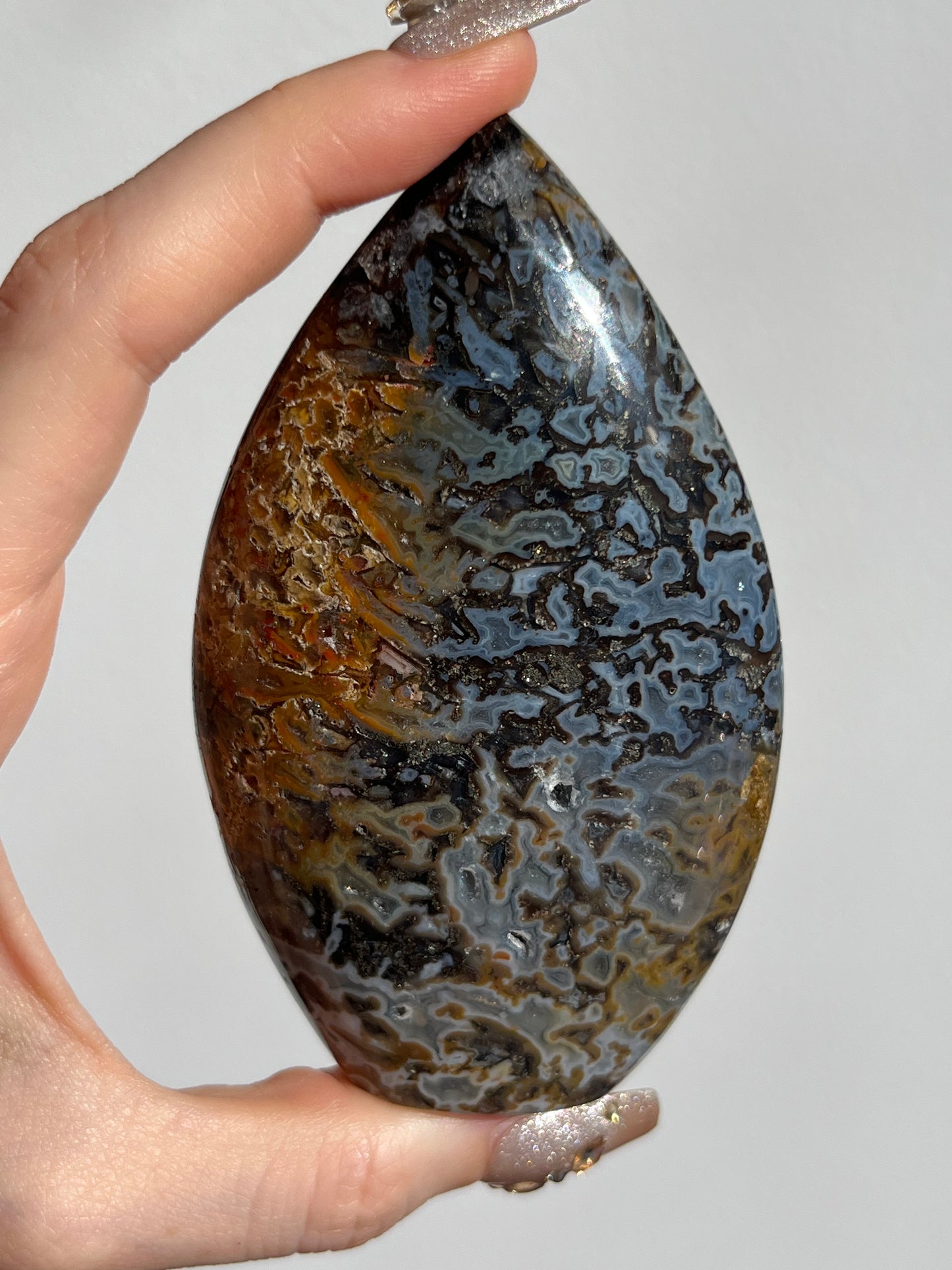 Agatised Petrified Wood Flame Carving C