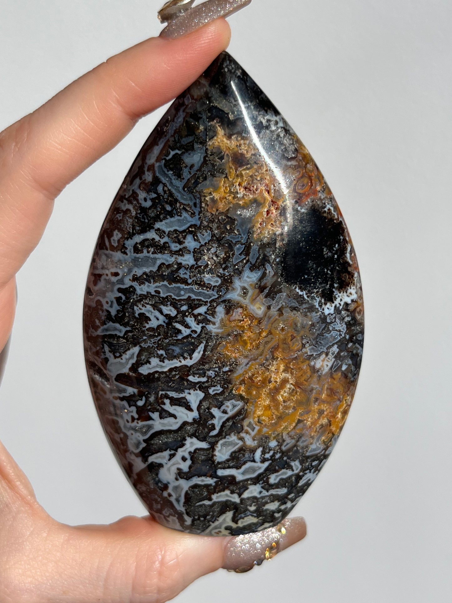 Agatised Petrified Wood Flame Carving C