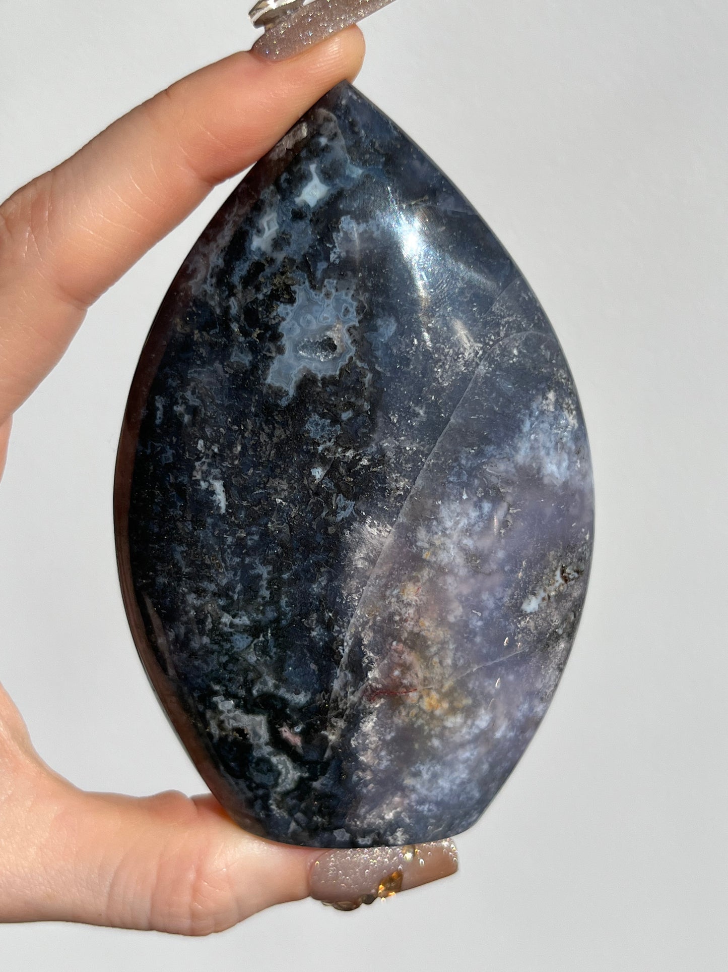 Agatised Petrified Wood Flame Carving D
