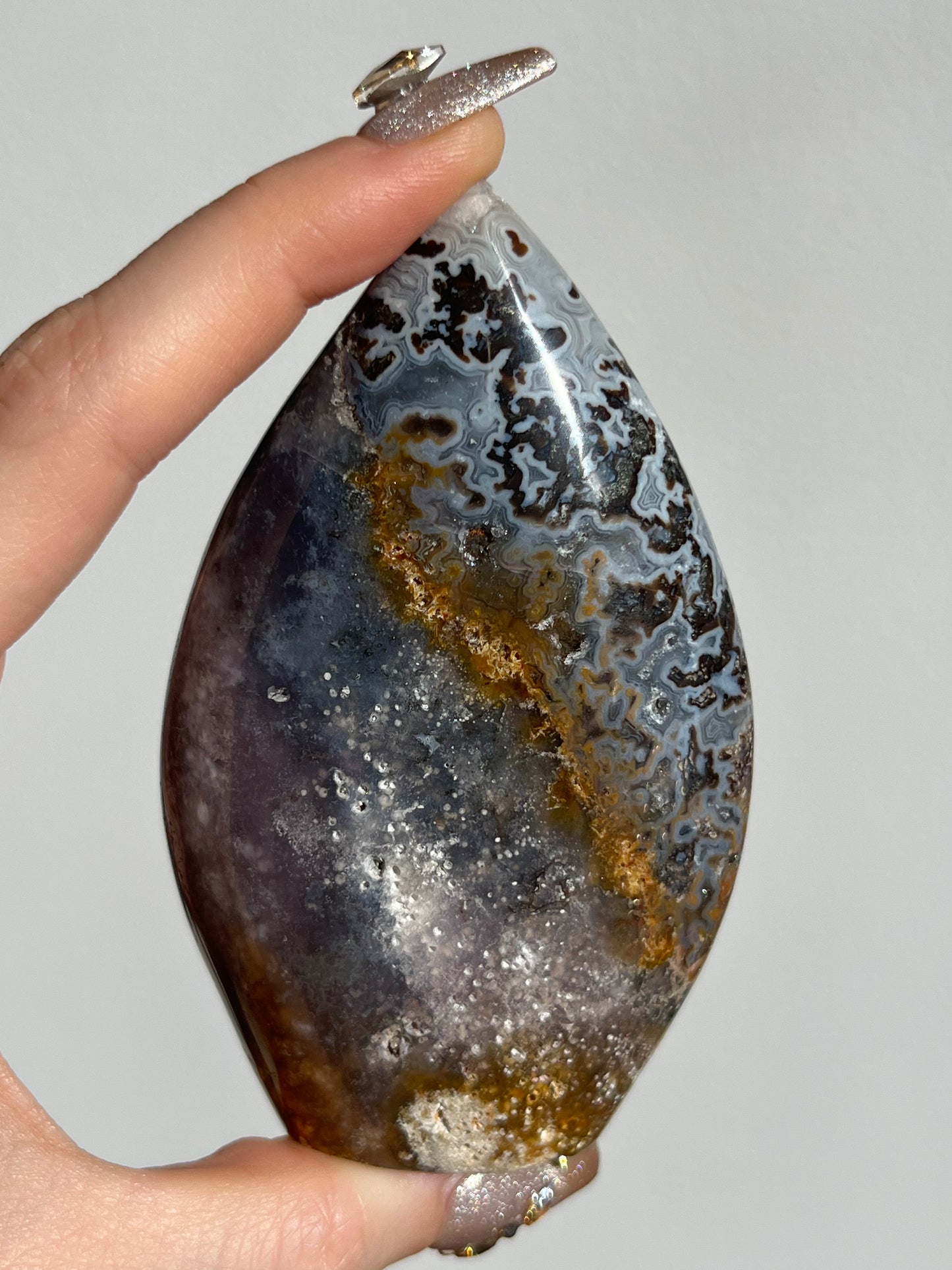 Agatised Petrified Wood Flame Carving I