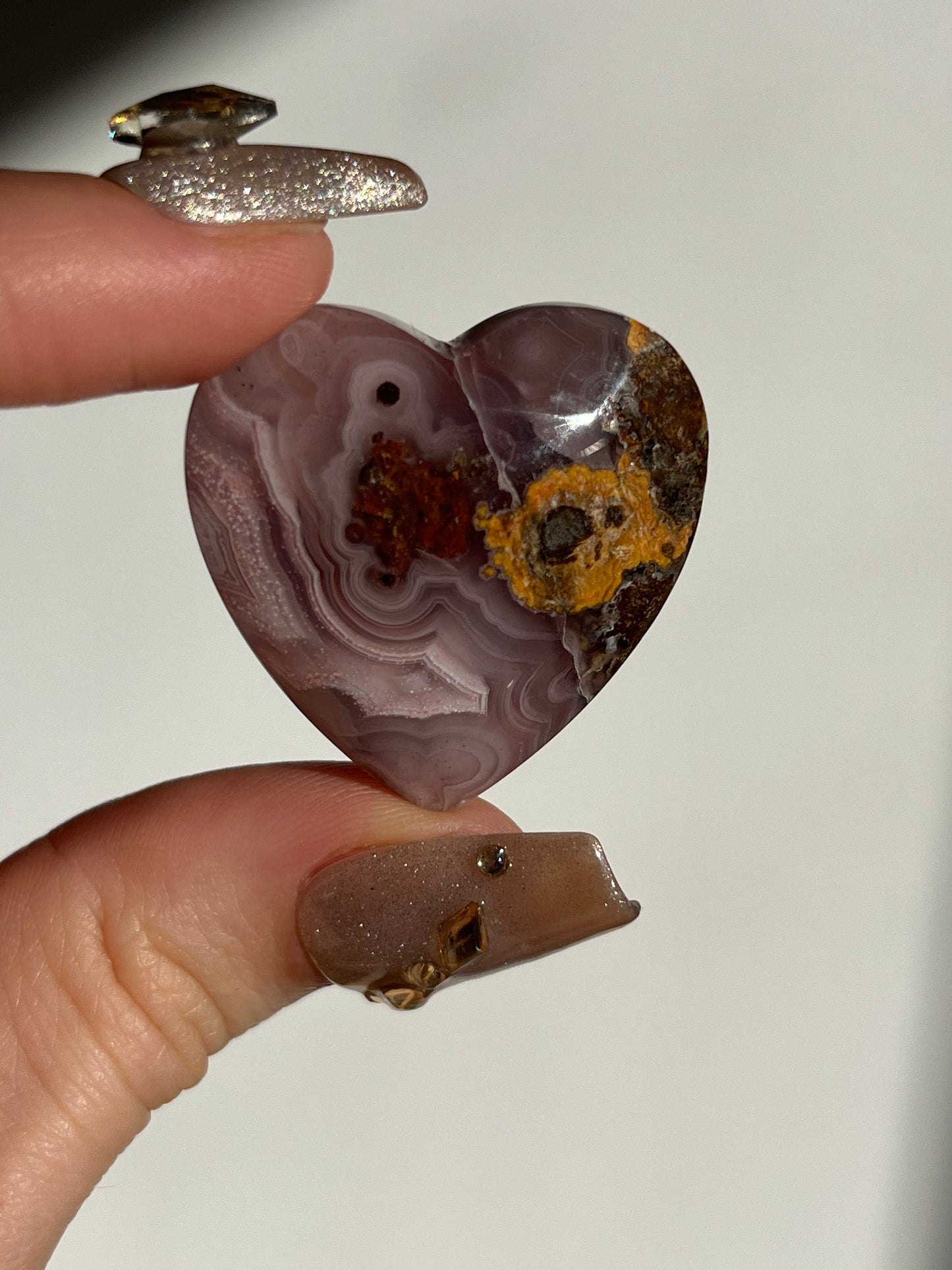 Pink Agua Nueva Agate Heart A