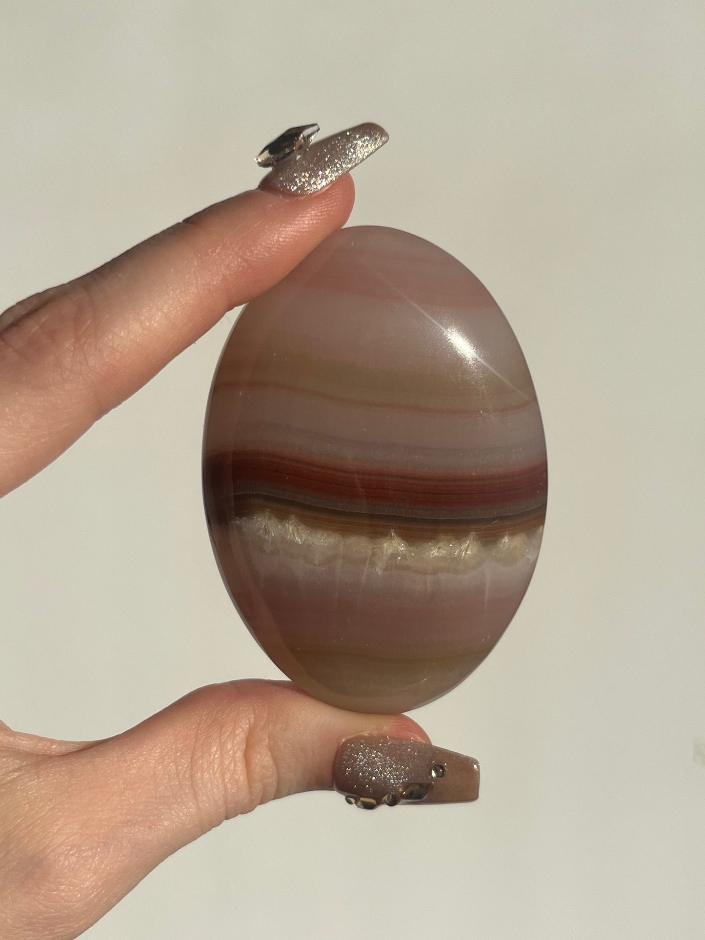 Pink Banded Calcite Palmstone A