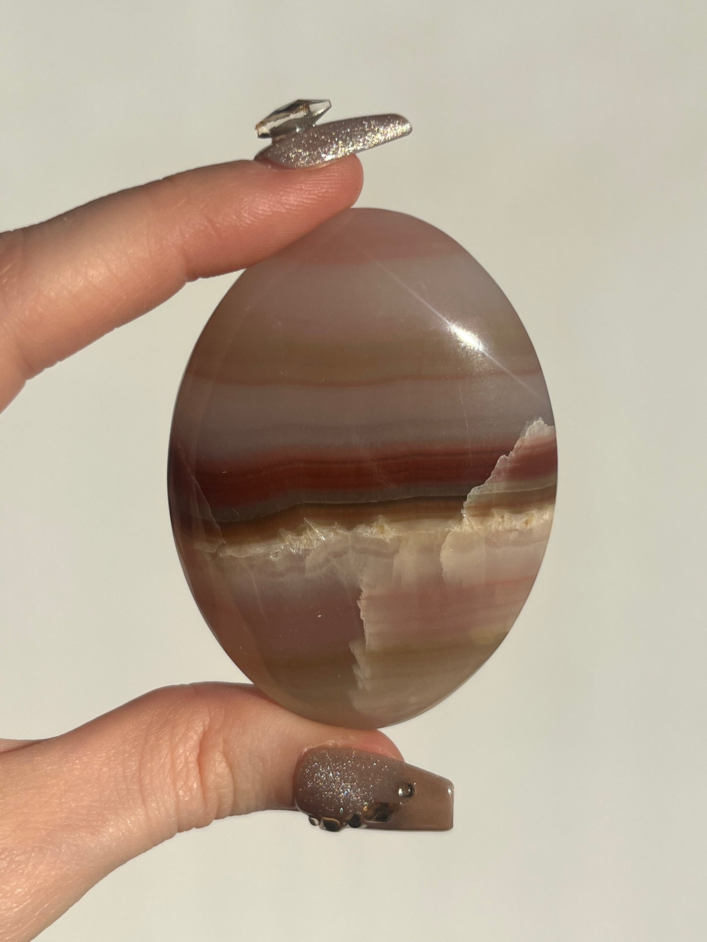 Pink Banded Calcite Palmstone C