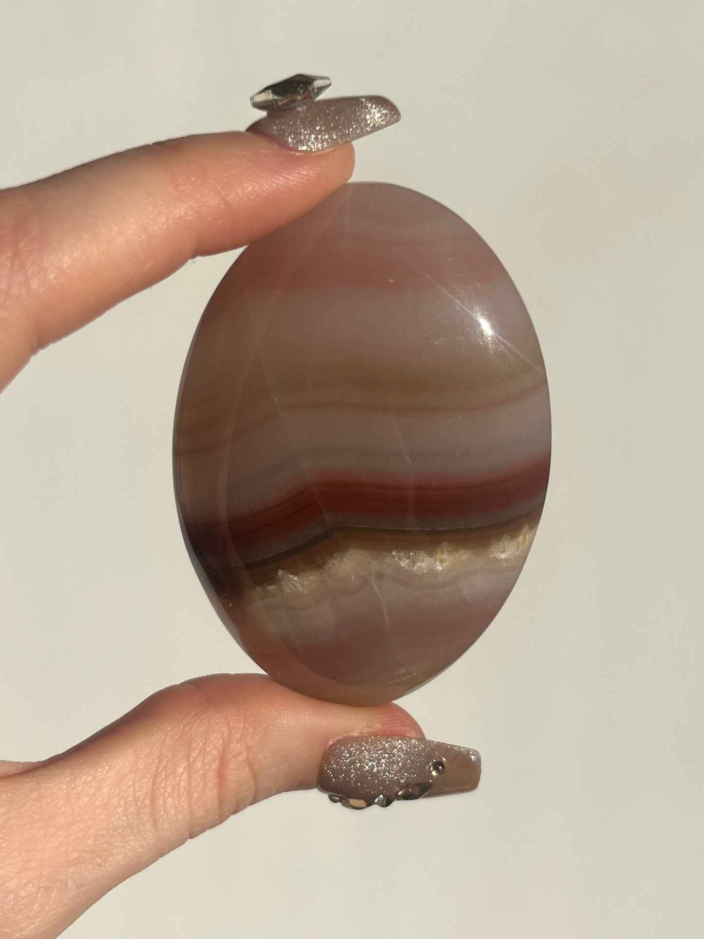 Pink Banded Calcite Palmstone D