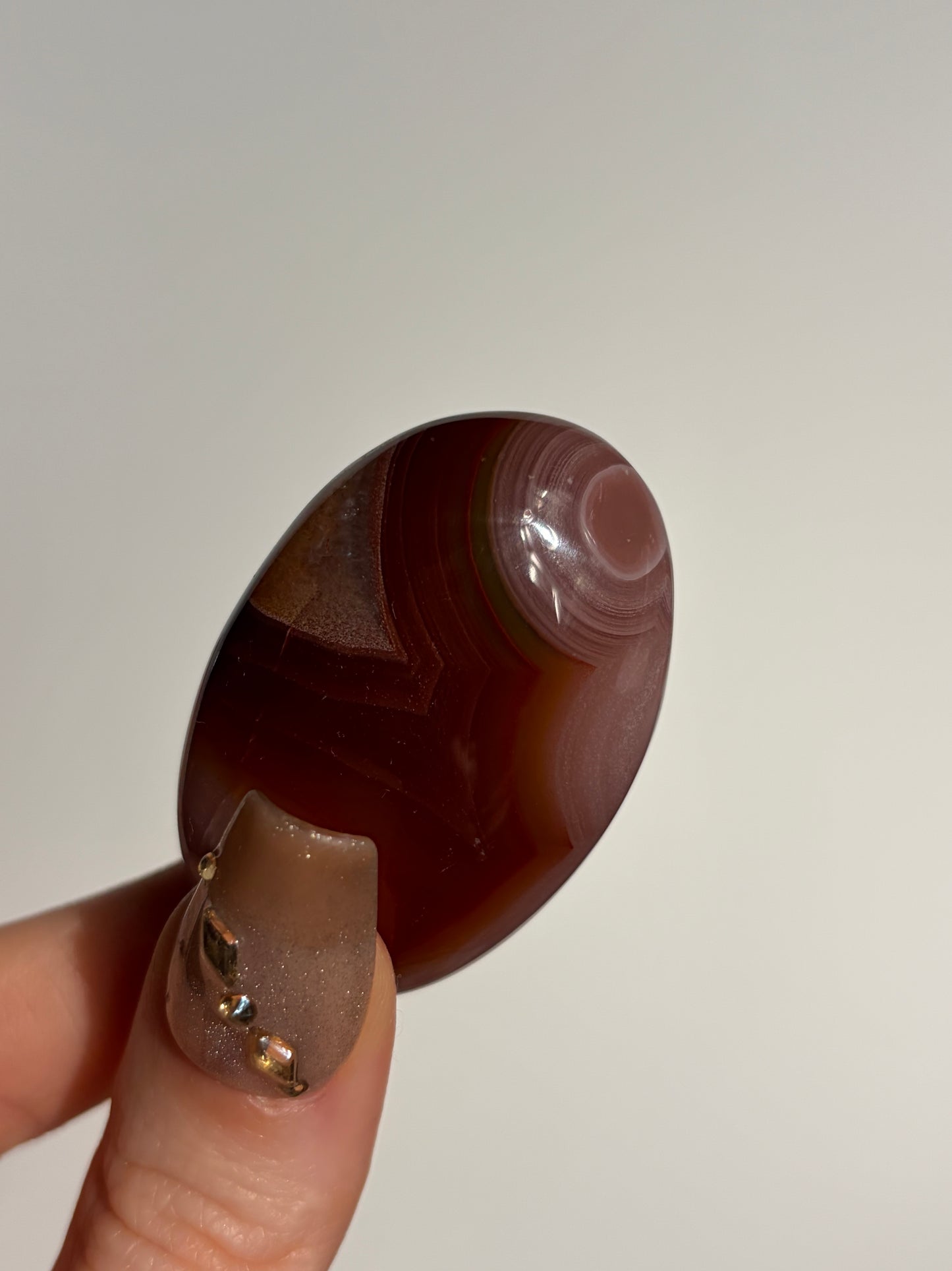 Red and Pink Laguna Agate Palmstone with Parallax Effect A