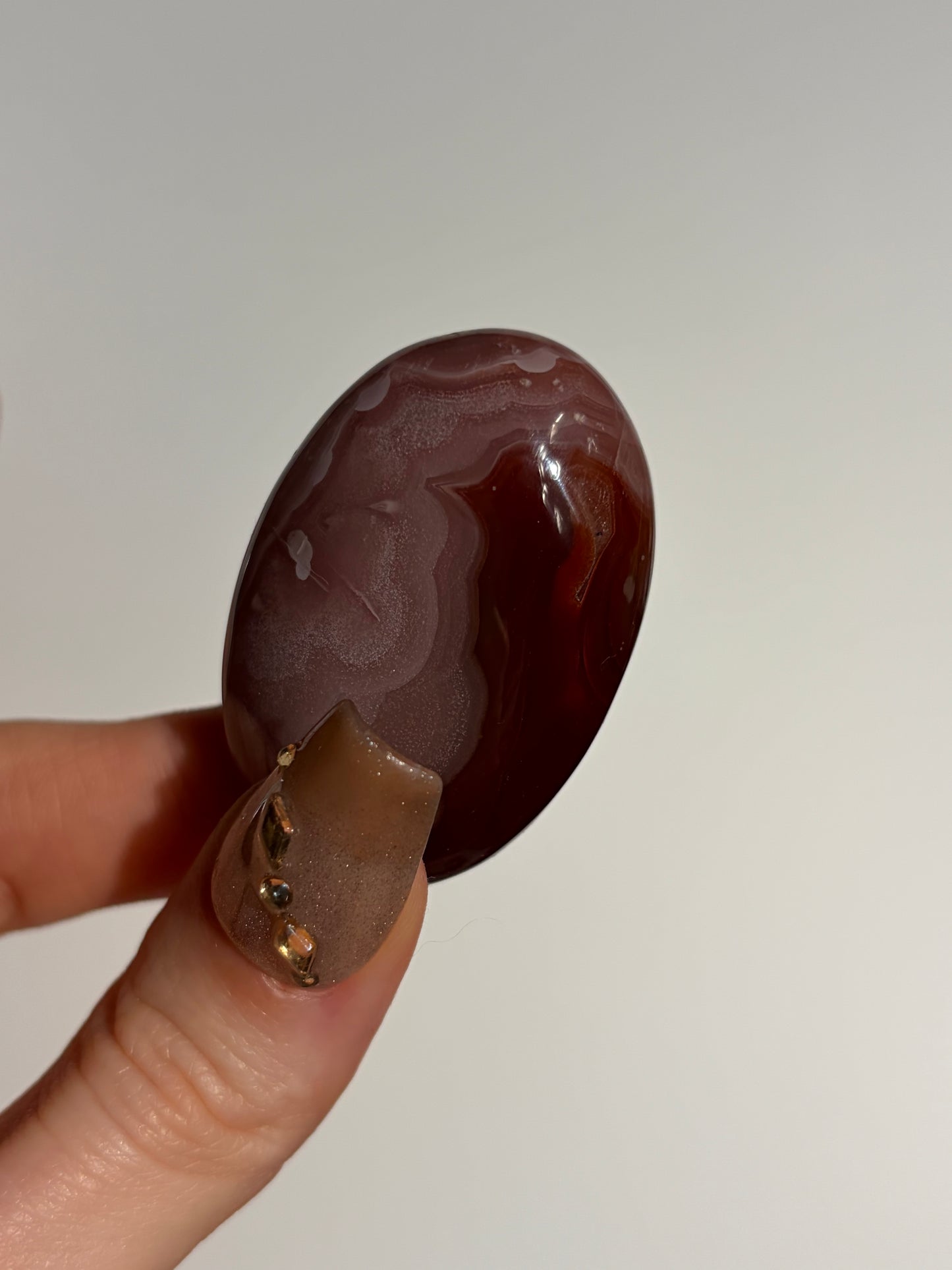 Deep Pink Laguna Agate Palmstone with Parallax Effect B
