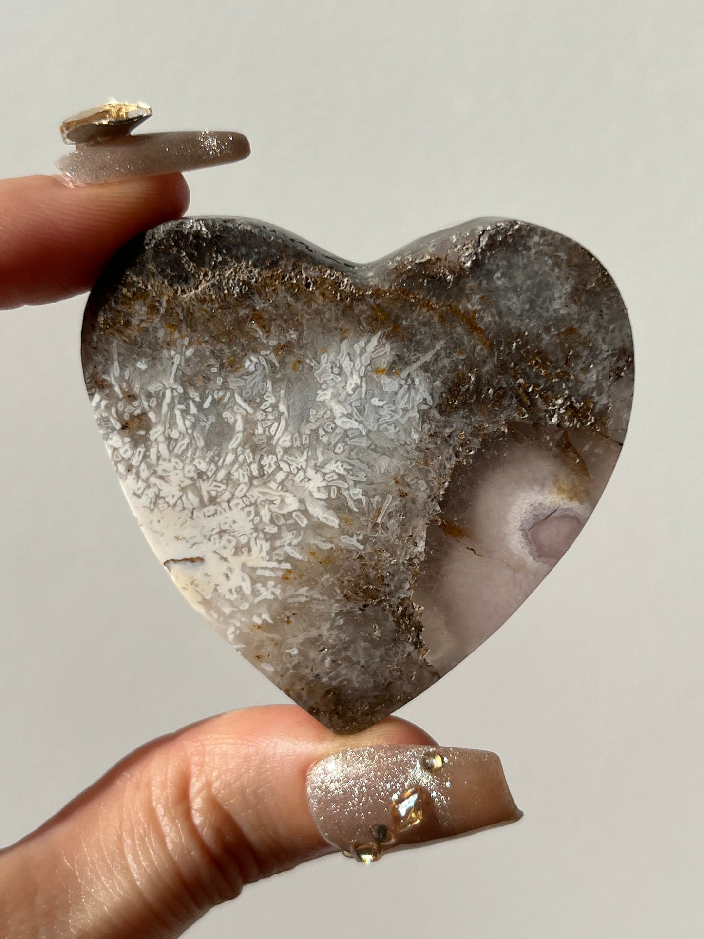 Pink Nebula Agate Heart Carving A