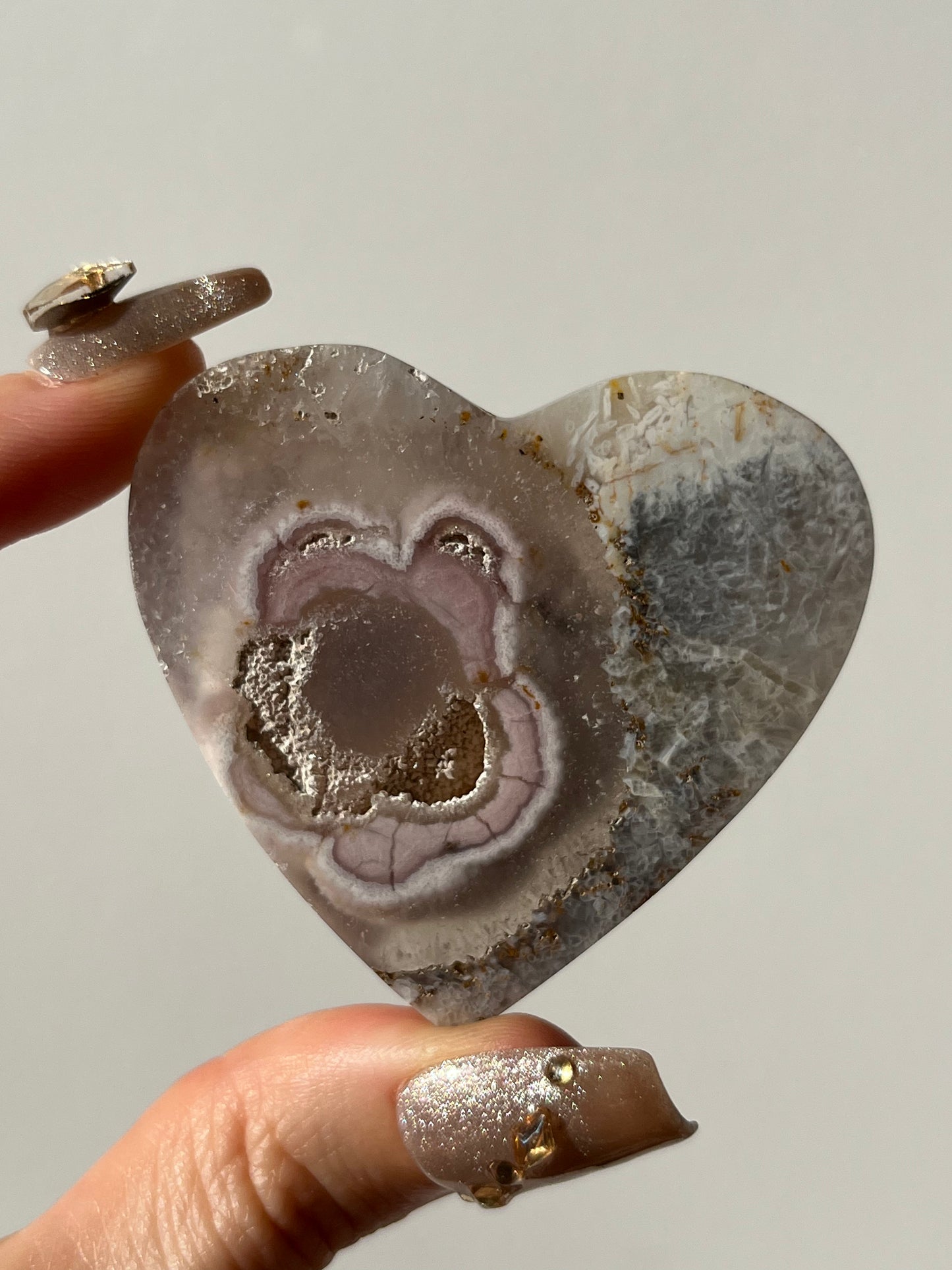Pink Nebula Agate Heart Carving C