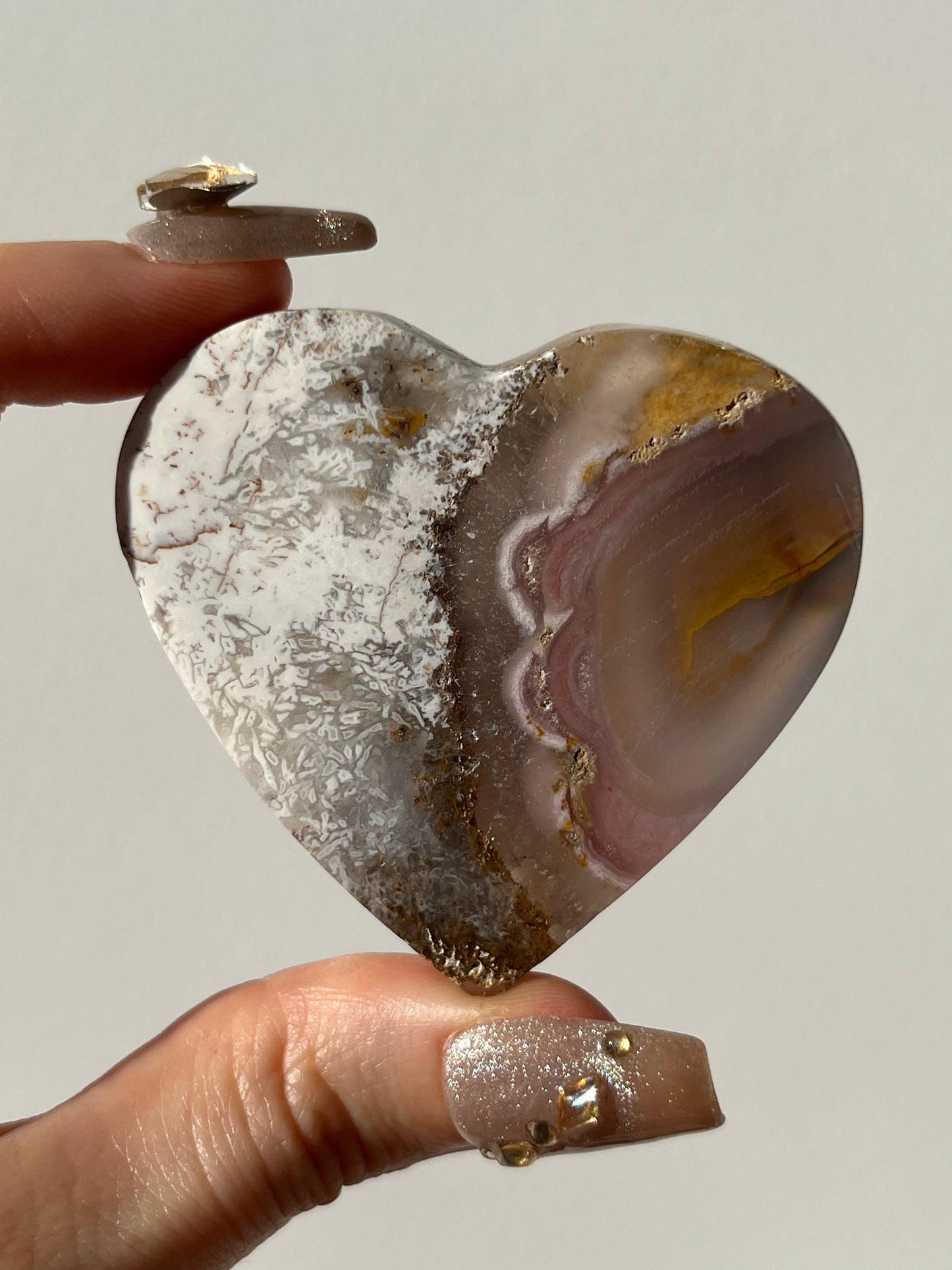 Pink Nebula Agate Heart Carving D