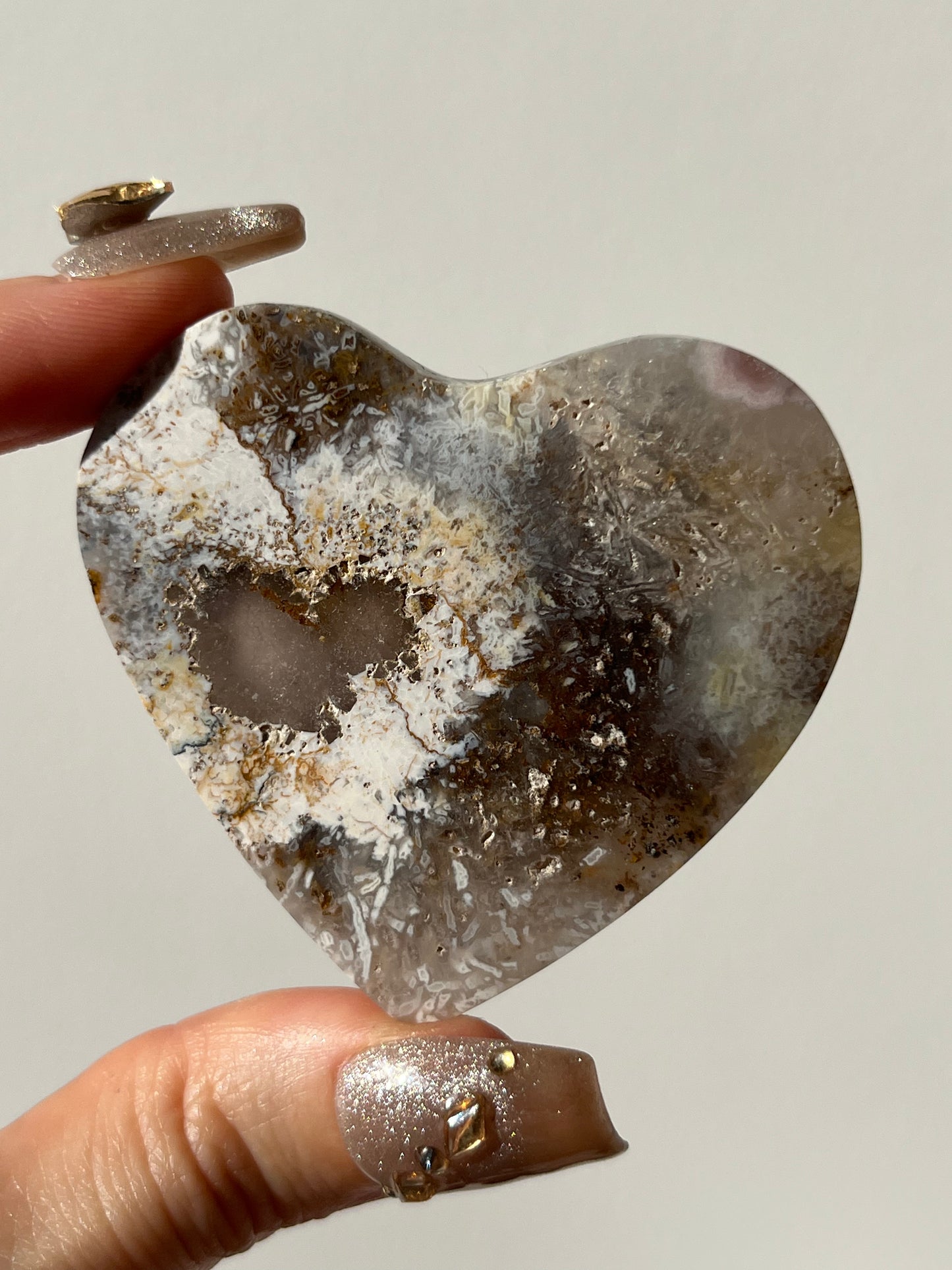 Pink Nebula Agate Heart H