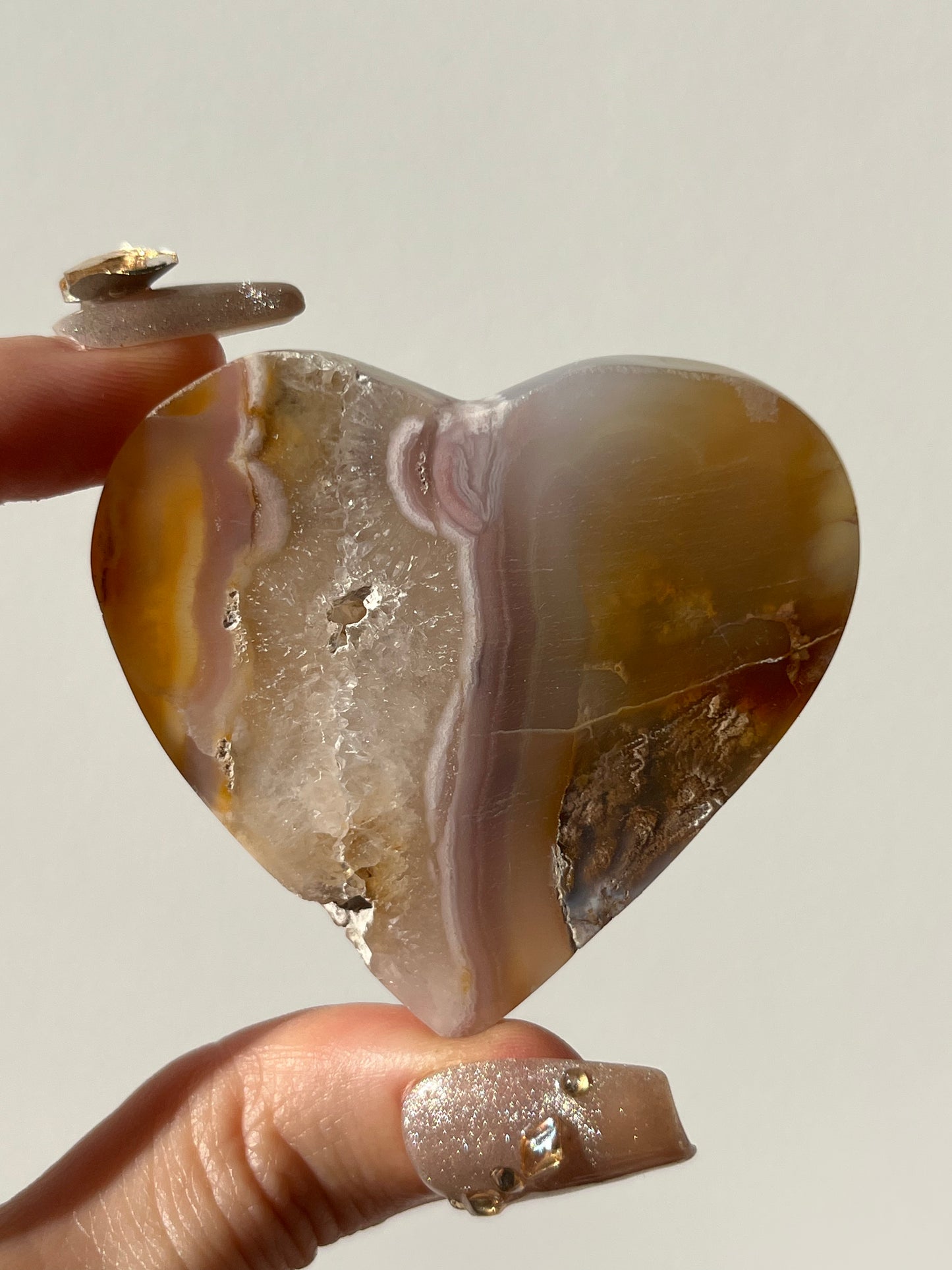 Pink Nebula Agate Heart Carving K