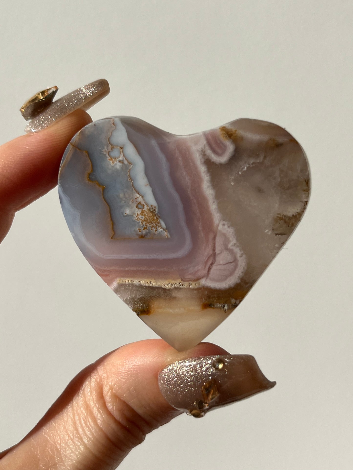 Pink Nebula Agate Heart Carving M