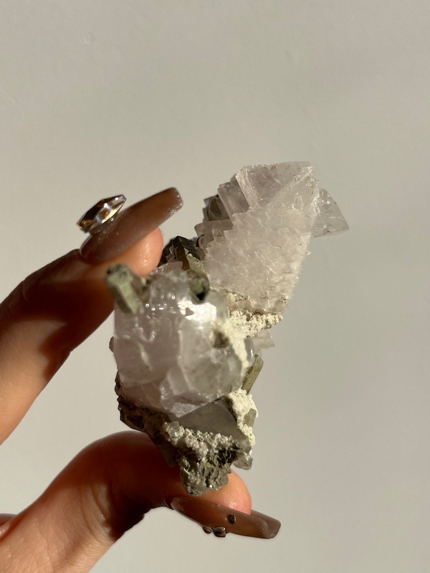 Pink Pagoda Calcite and Chlorite Coated Quartz Specimen E