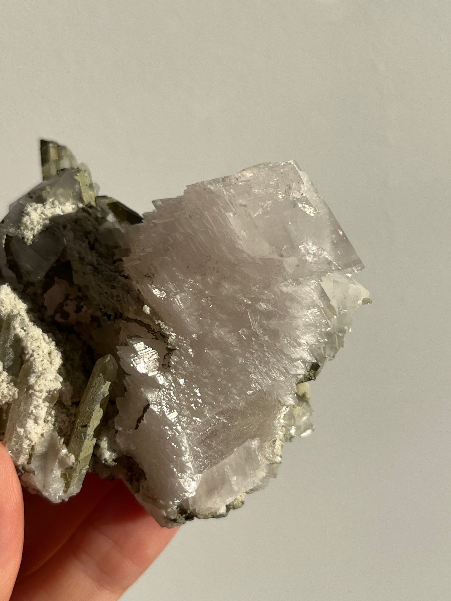 Pink Pagoda Calcite and Chlorite Coated Quartz Specimen E