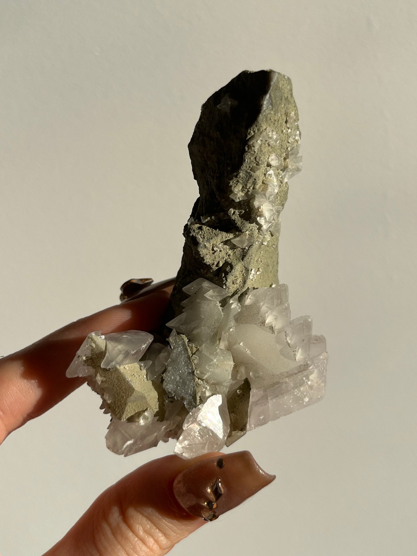 Pink Pagoda Calcite and Chlorite Coated Quartz Specimen G