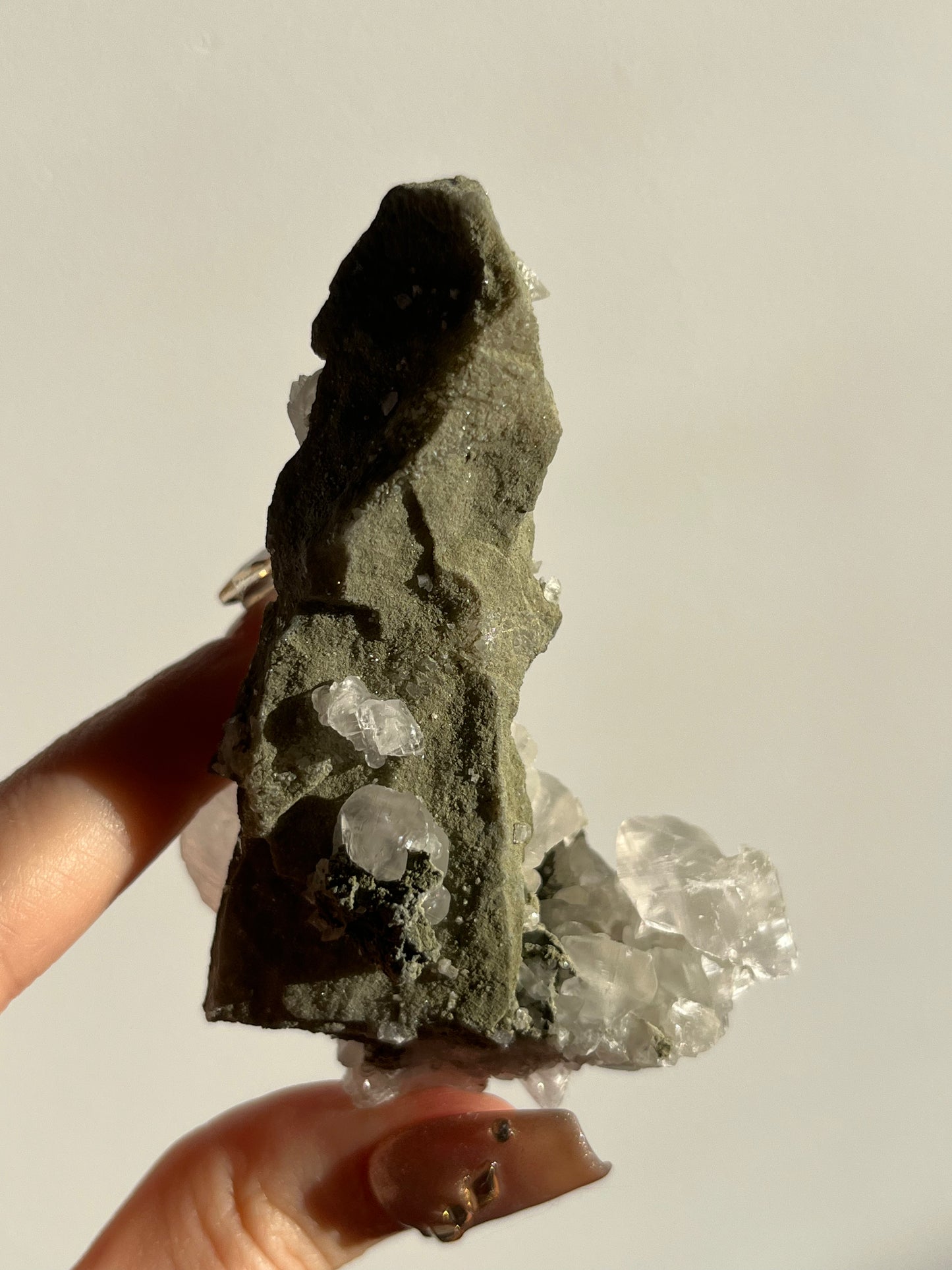 Pink Pagoda Calcite and Chlorite Coated Quartz Specimen G