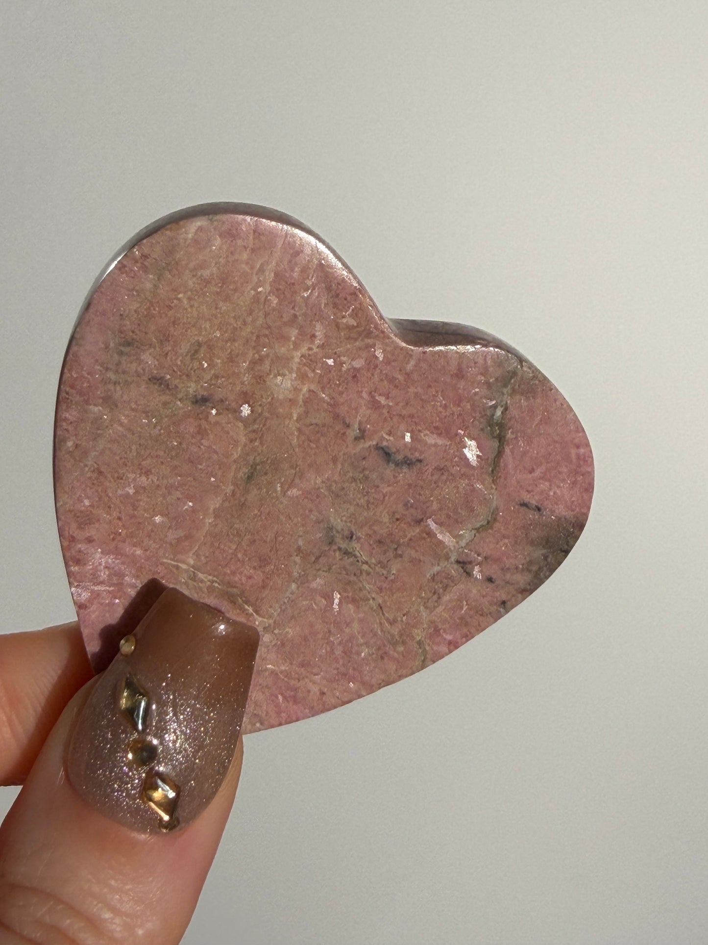 Indonesian Rhodonite and Manganese Included Heart H