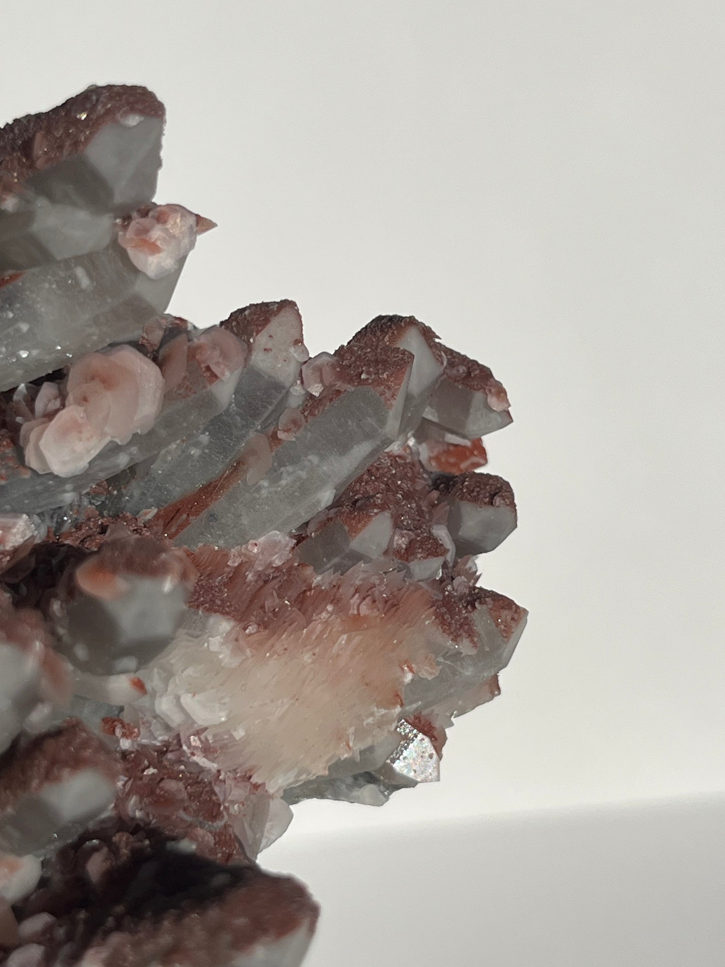 Pink Sakura Blossom Calcite on Quartz Specimen A