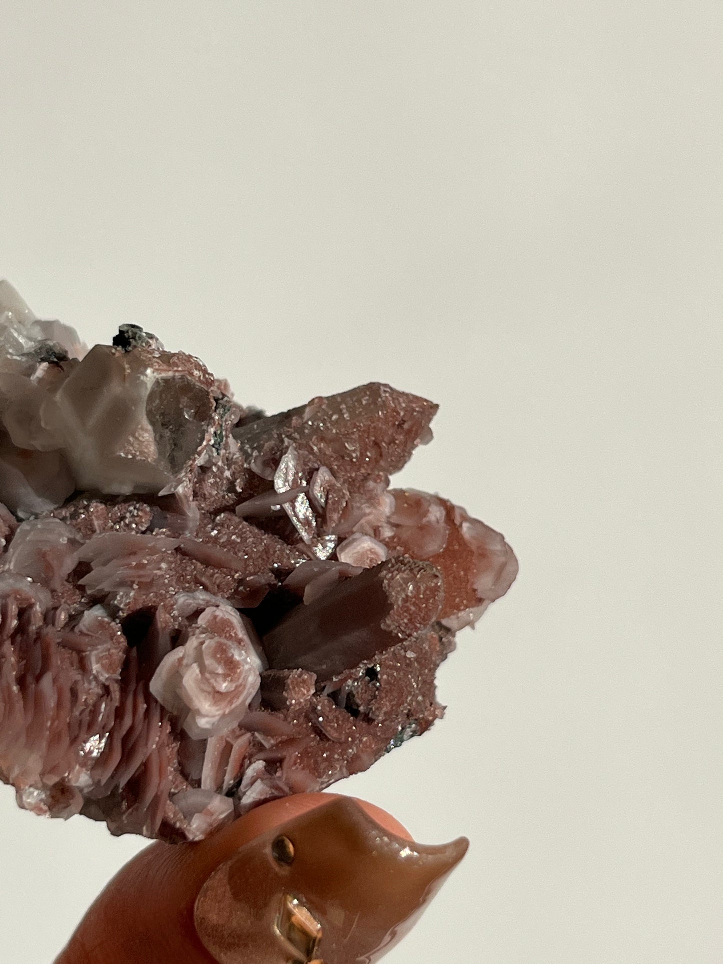 Pink Sakura Blossom Calcite on Quartz Specimen P