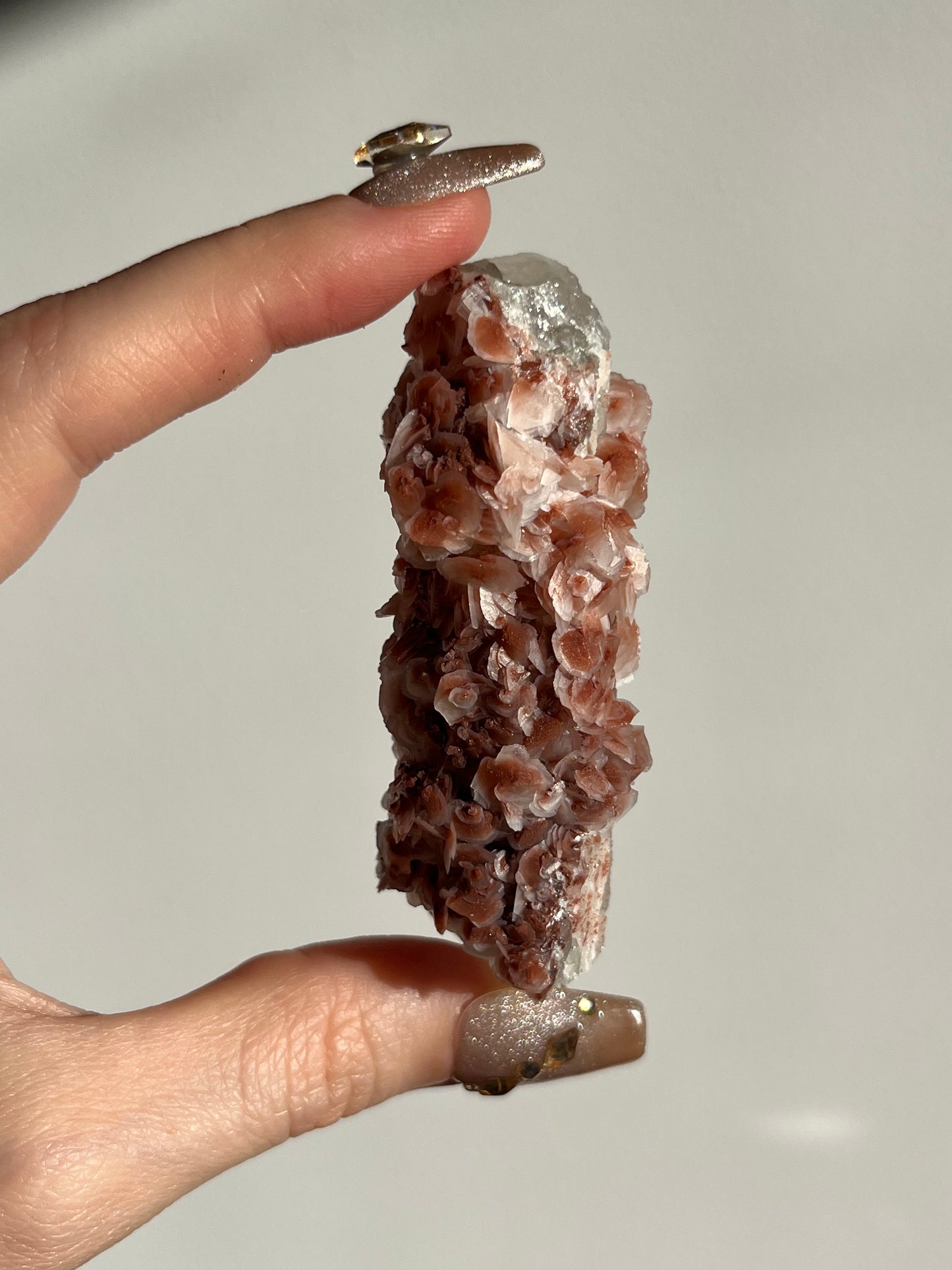 Pink Sakura Blossom Calcite on Quartz Specimen C