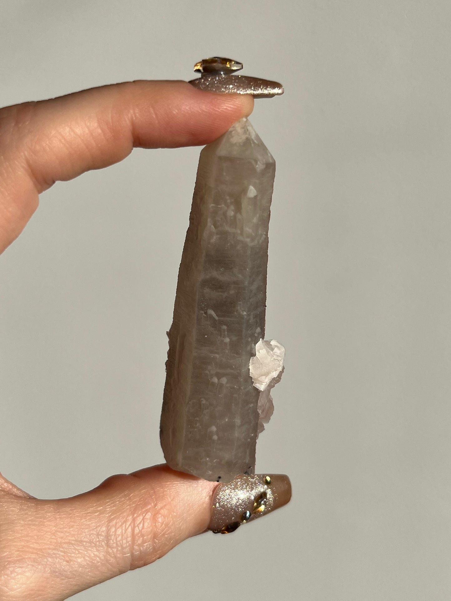 Pink Sakura Blossom Calcite on Quartz Specimen E