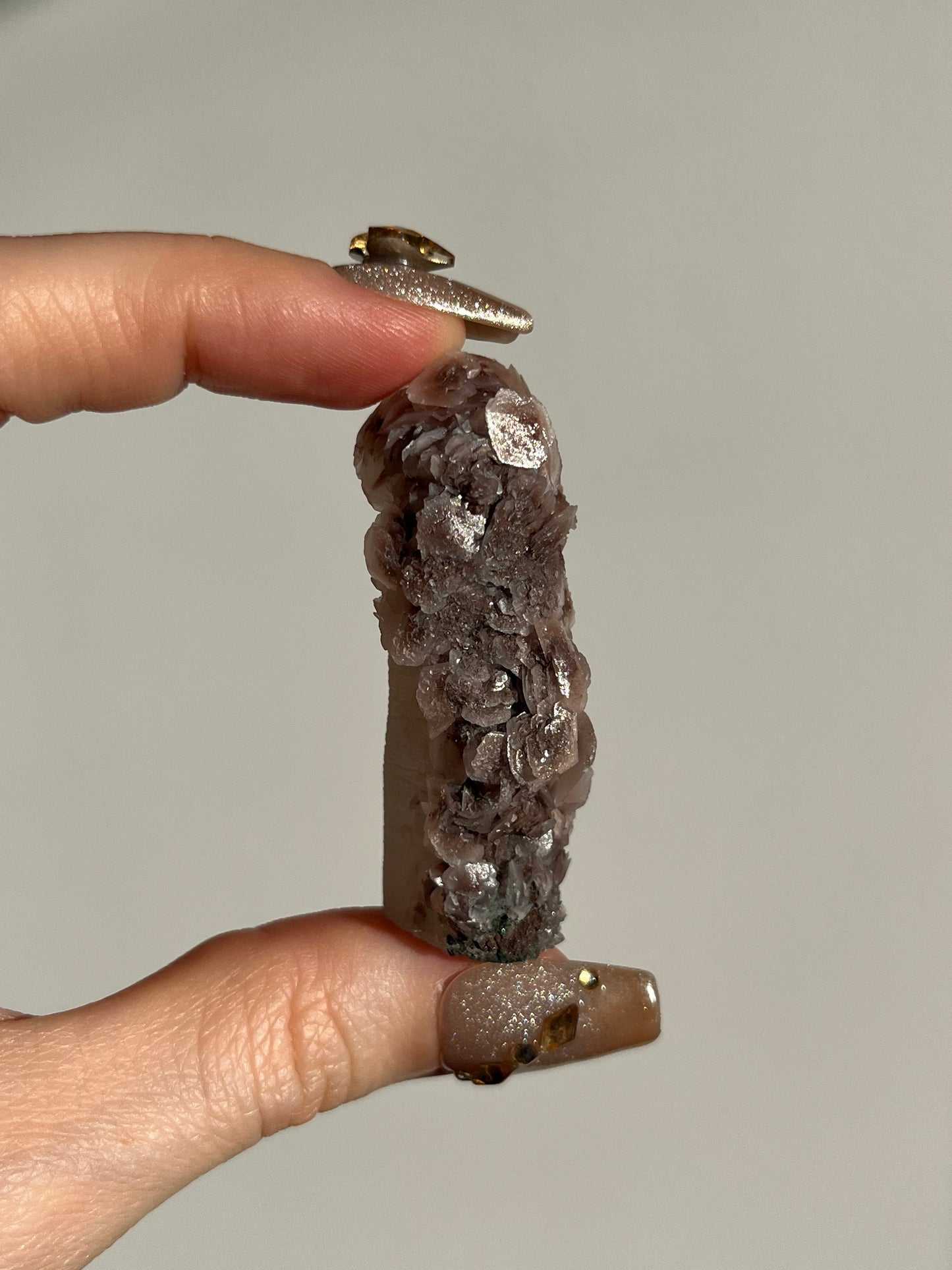 Pink Sakura Blossom Calcite on Quartz Specimen G