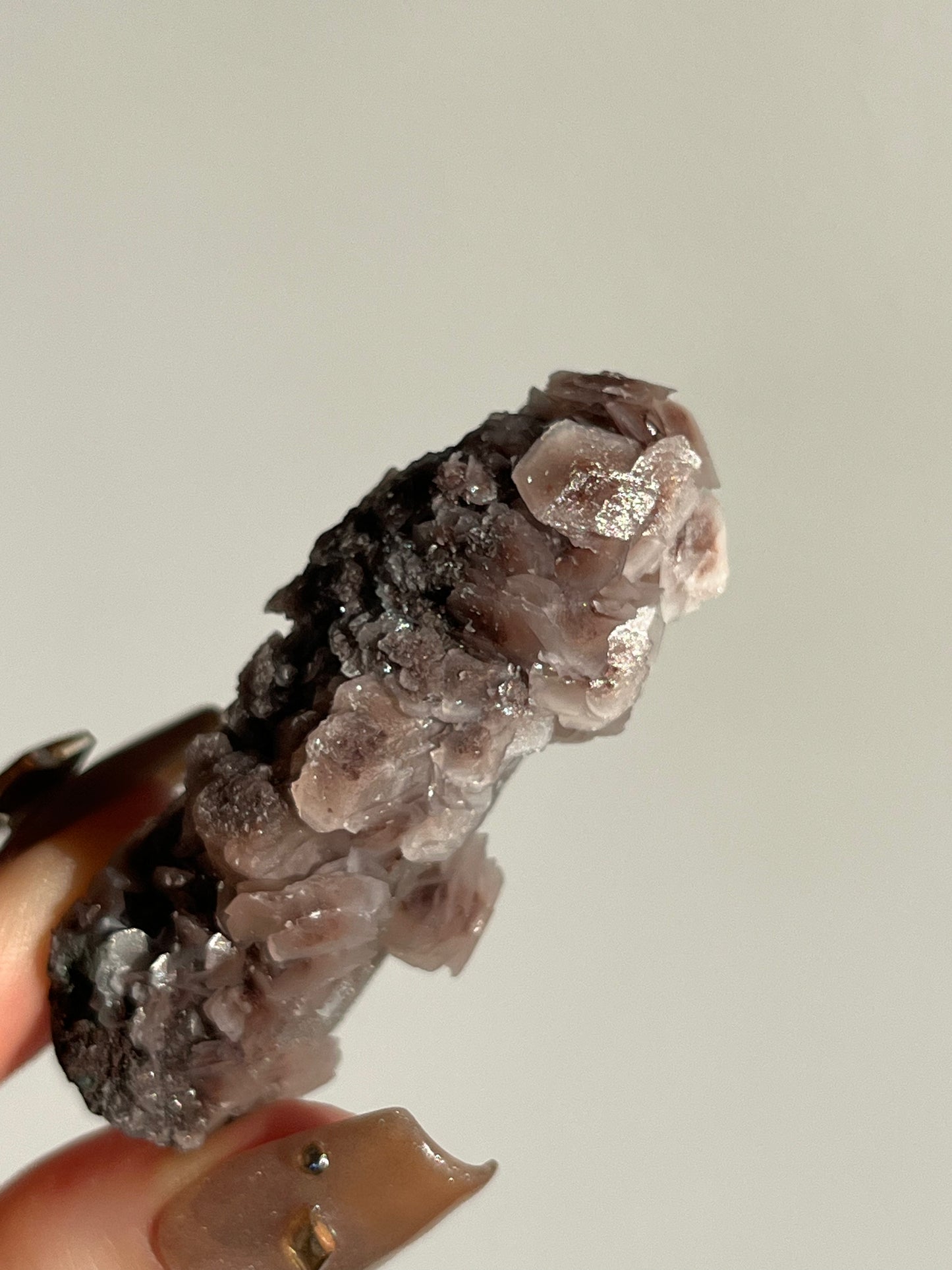 Pink Sakura Blossom Calcite on Quartz Specimen G
