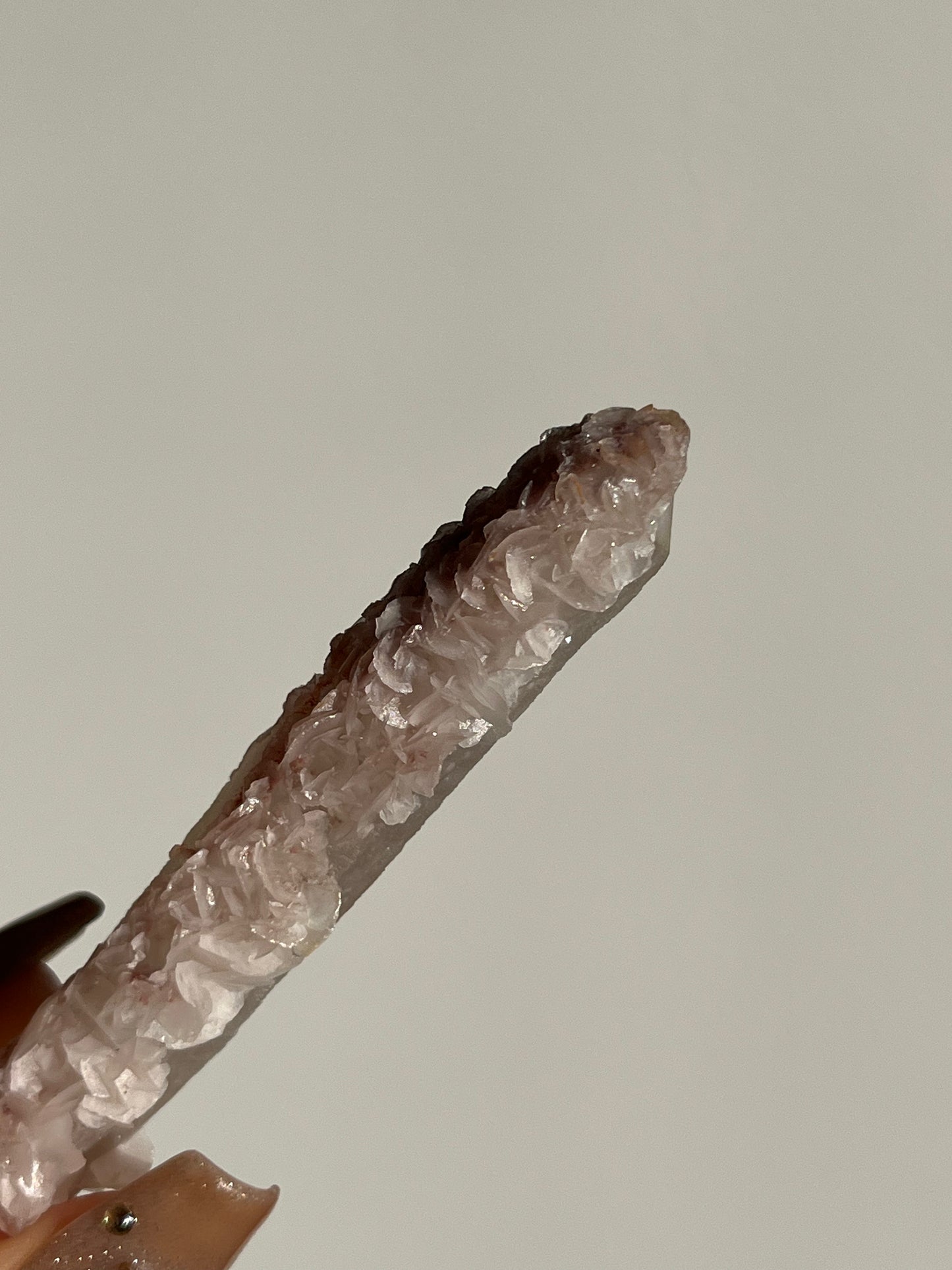Pink Sakura Blossom Calcite on Quartz Specimen I
