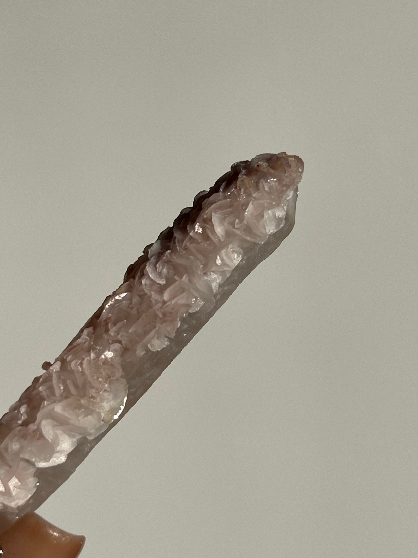 Pink Sakura Blossom Calcite on Quartz Specimen I